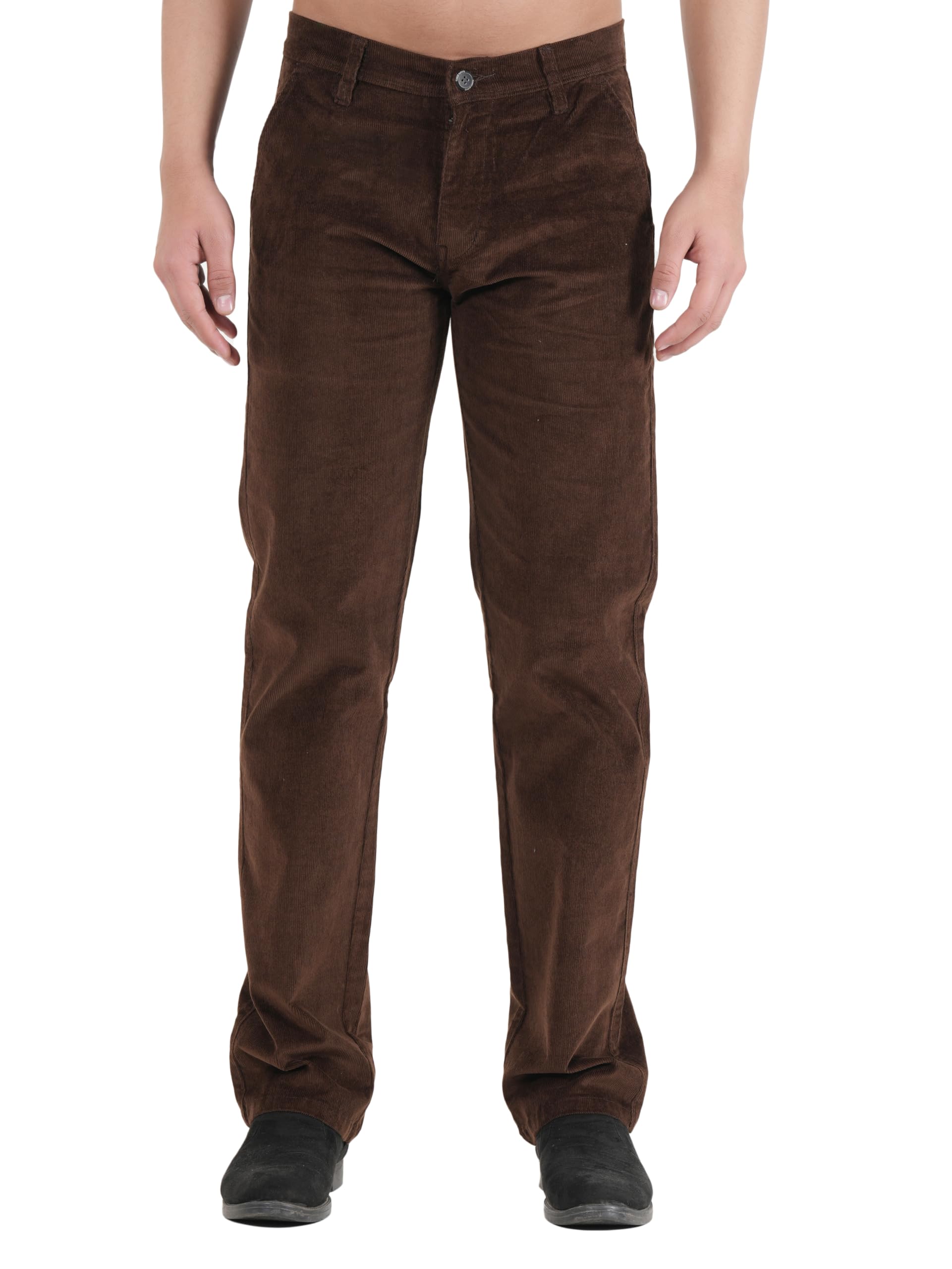 Men’s Corduroy Relaxed Fit Stretch Trousers | Mid-Rise Cotton Blend Pants | Chinos Style with Slant Pockets | Soft, Premium Comfort Fabric | Smart Casual Wear for Daily & Office Use-image-18