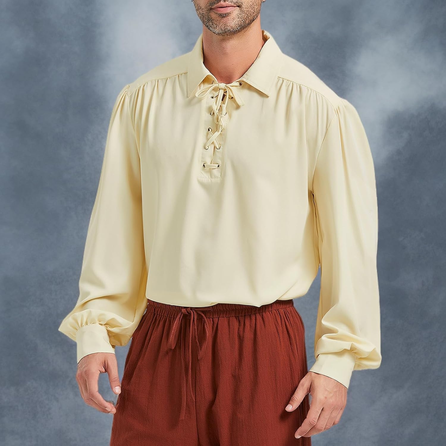 Pirate Shirt Men Renaissance Faire Costume Medieval Victorian Shirt Vampire Gothic Steampunk Costume Halloween Cosplay Tops - Image 7
