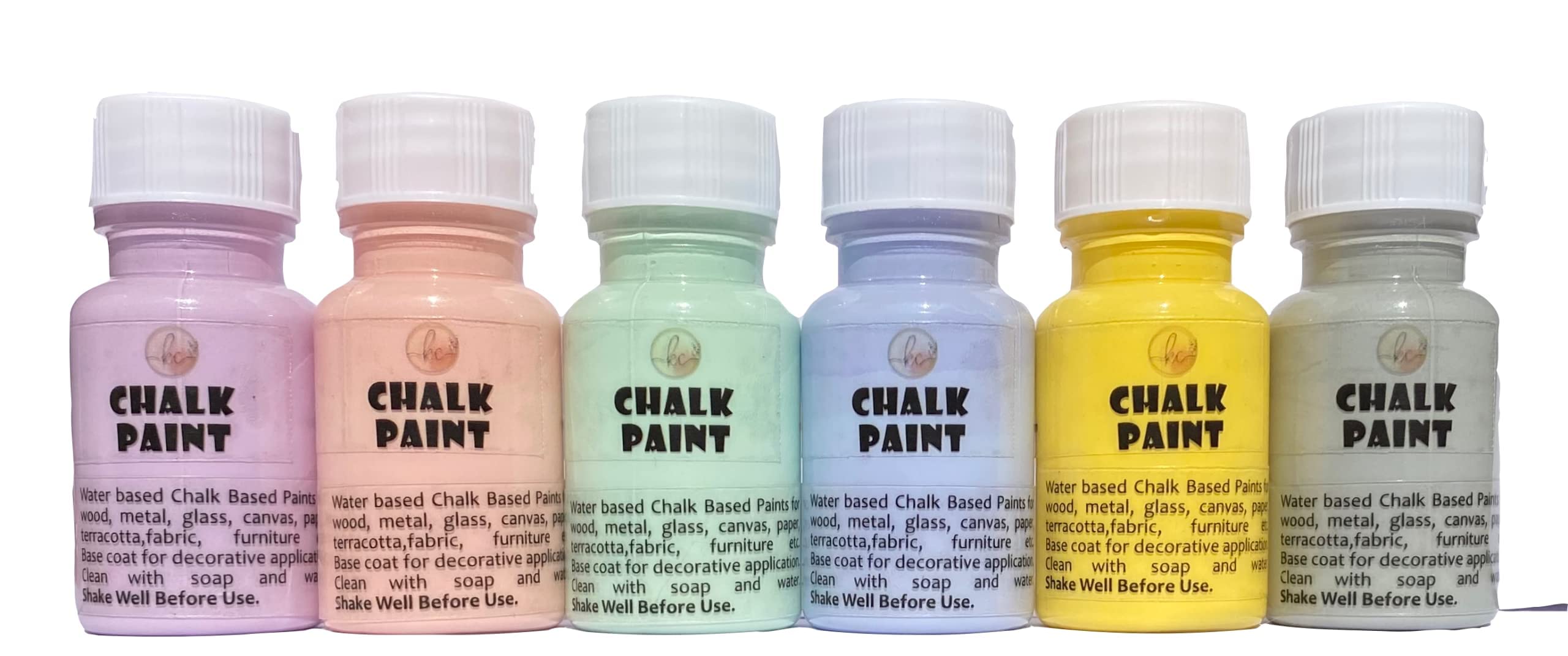 Krinjal Creations Chalk Acrylic Paints with Matte Finish (Combo of Pastel Bliss Shades, Lilac, Peach Pinch, Mint Fresh, Burry Purple, Chrome Yellow, Grey Gush, 20 ml Each) - Pack of 6 (B09JW15MGS) Amazon Price History, Amazon Price Tracker