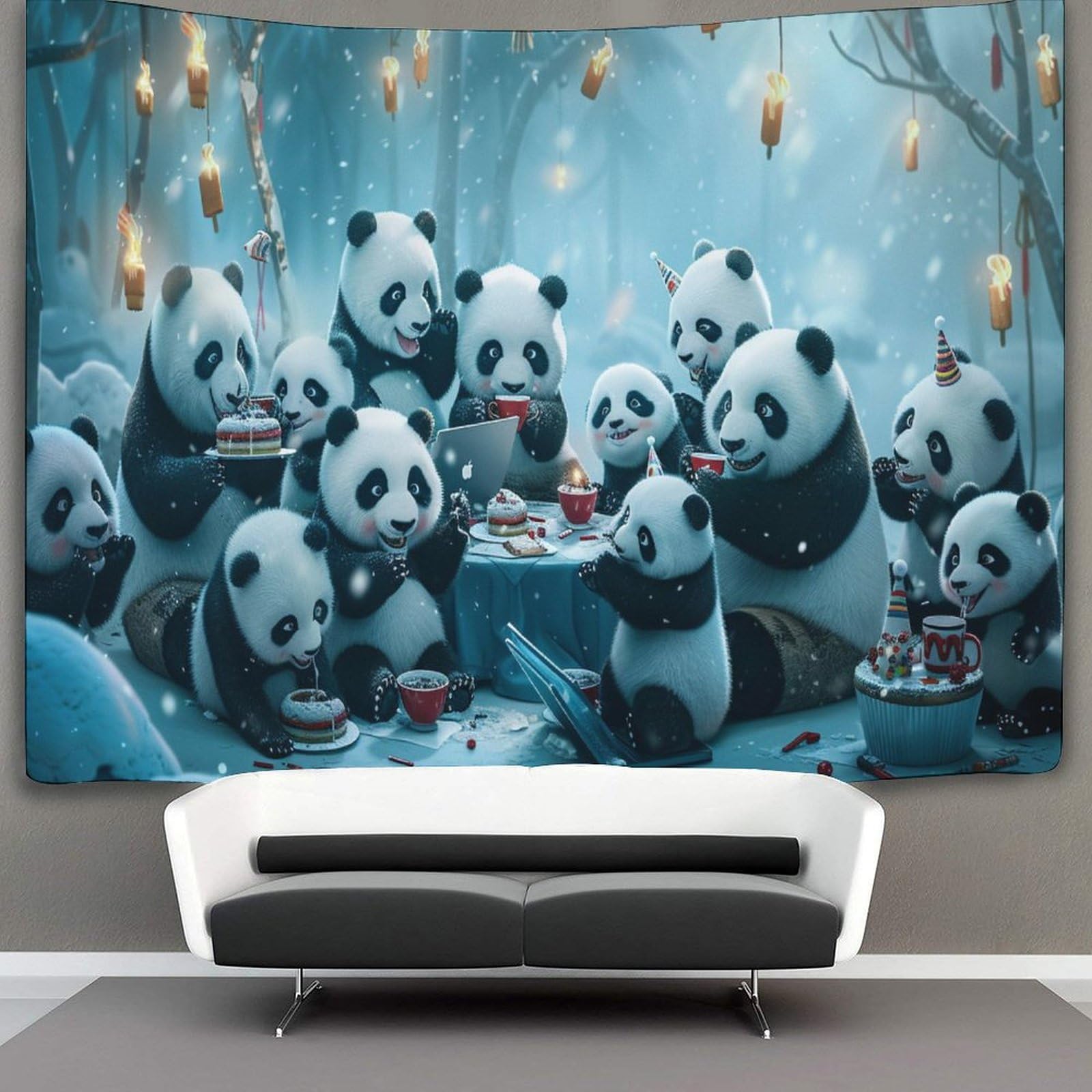kaiyun 180cmx230cm Tapestry Panda Party Tapestries Animal 3D Printing Wall Hanging Home Decorations