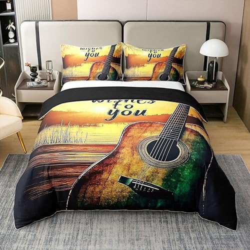 Miniatura 8 de Juego de ropa de cama de cinta musical retro, tamaño matrimonial, radios vintage, 100% algodón, funda de edredón de casete de audio de los años 80,