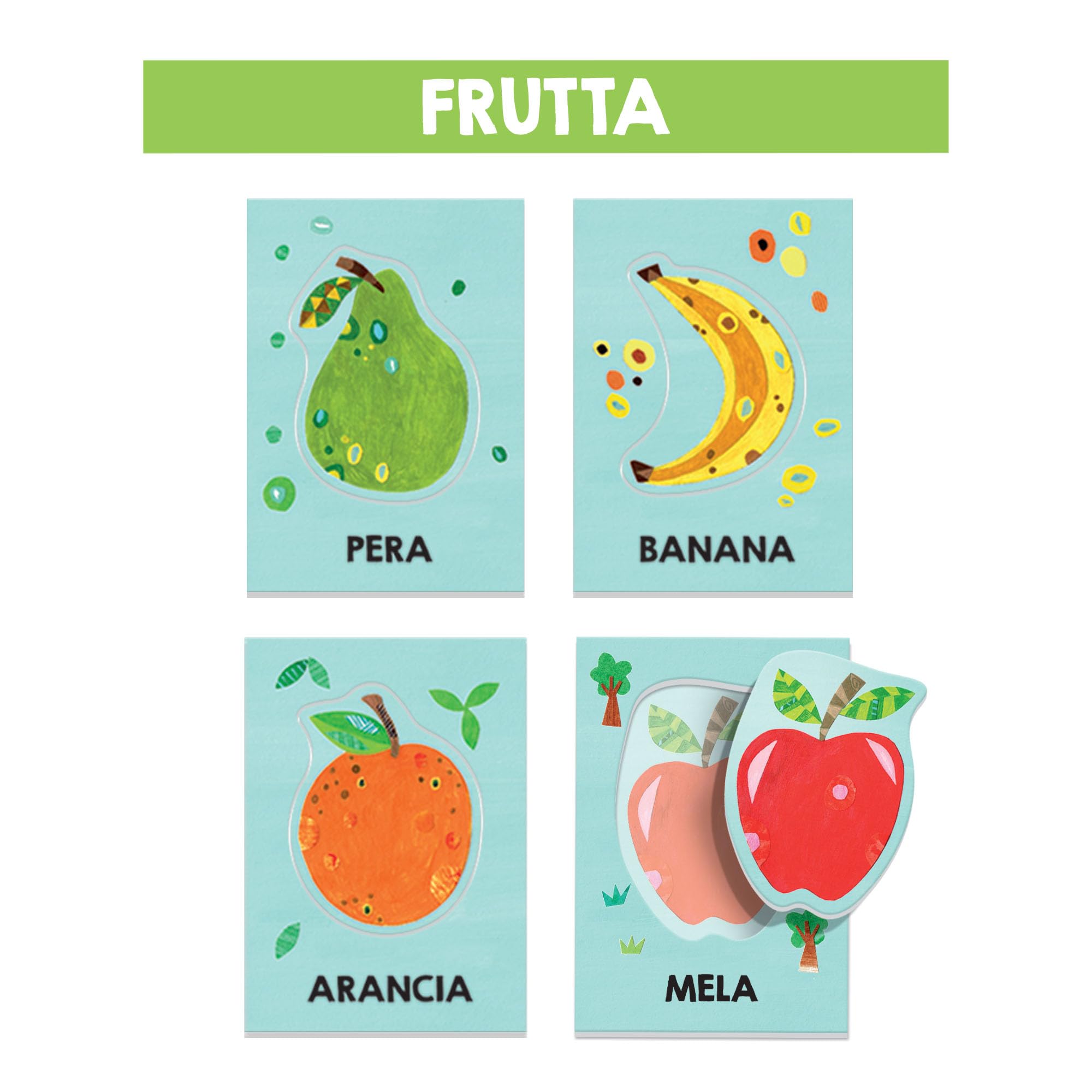 HEADU - Baby Flashcards Montessori - Ascolta e Pronuncia le Prime Parole| Giochi Educativi 1 2 3 Anni, Carte Sagomate ad Incastro, Giochi Montessori per Imparare Prime Parole, Regalo Bambina Bambino