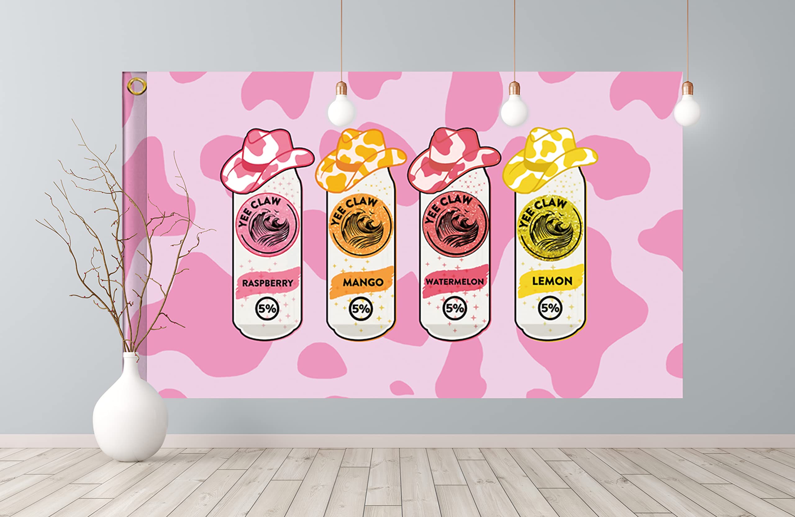 YEEHAW Flag Tapestry, Howdy Tapestry, Cowgirl Tapestry, Cowgirl Hat Tapestry, Yee Claw Tapestry, Pink Cowgirl Hat Tapestry, Preppy Girl Tapestry