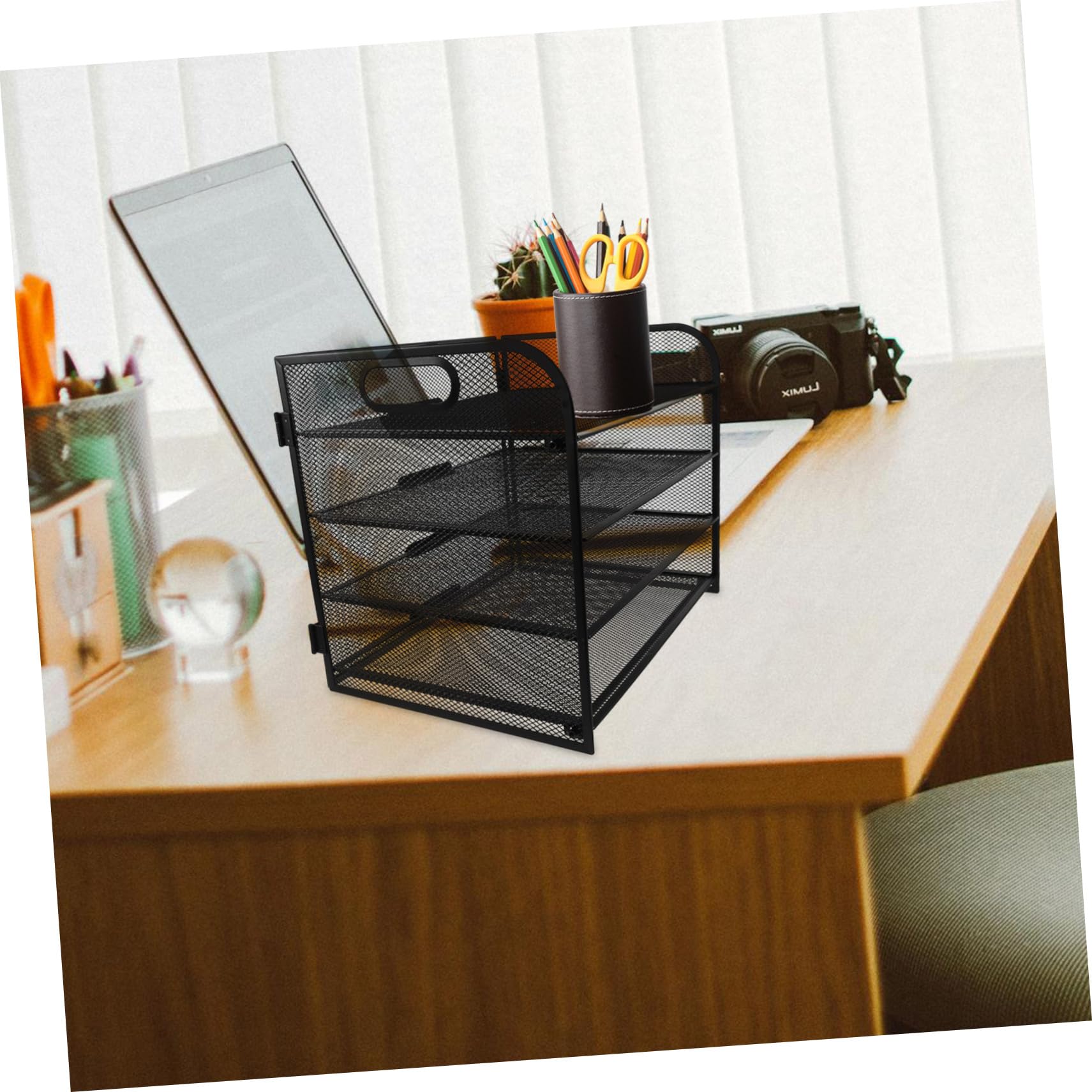 SEWACC 4stufe Stöckiger Papierorganizer für Schreibtisch Metall-dokumentenablage Aktenordner mit Griffen Schreibtischaccessoires Postablage für Theke Bücherregal für Klassenraum