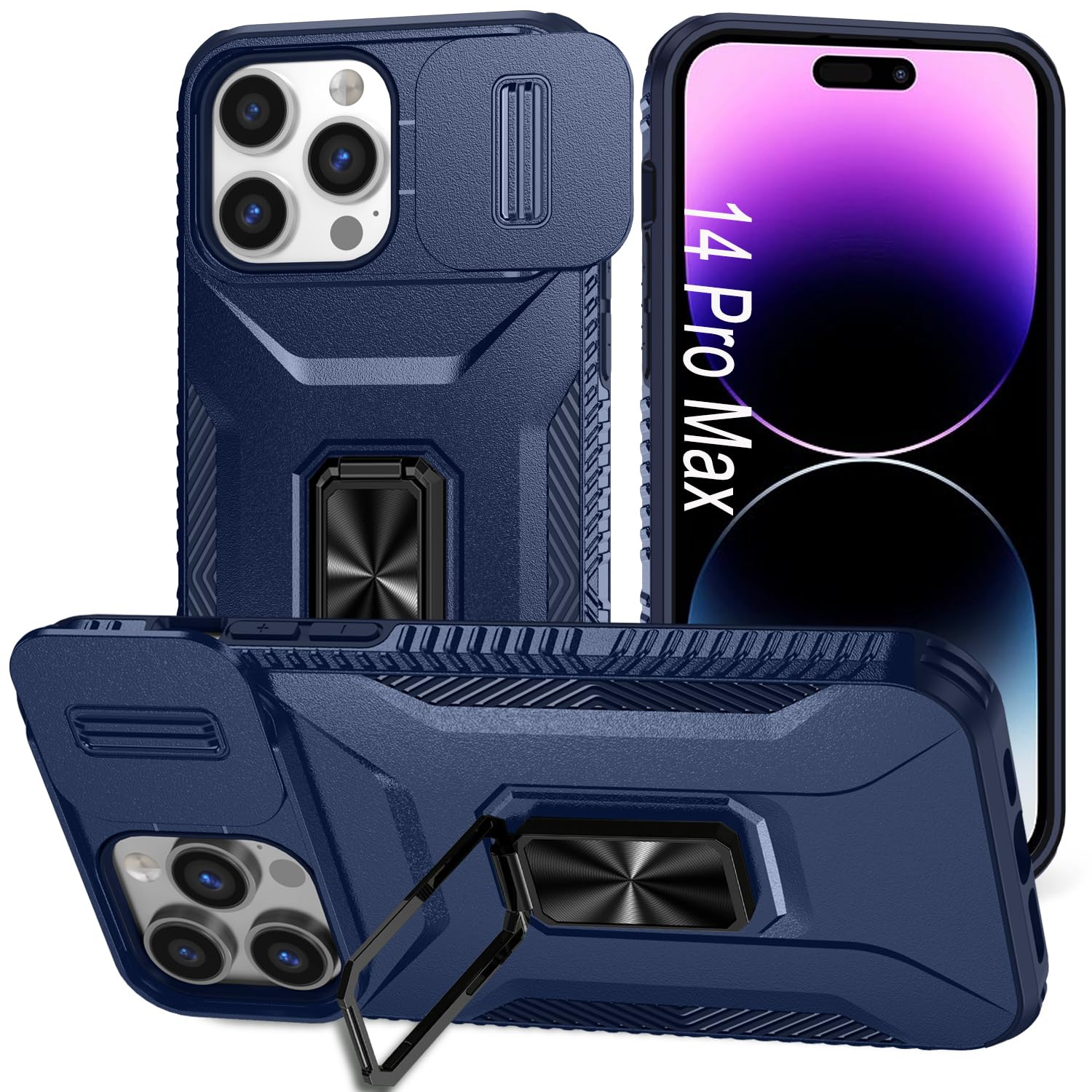 Custodia IPhone 14 Pro Max Con Sportellino Fotocamera E Supporto - Antiturto Rossa