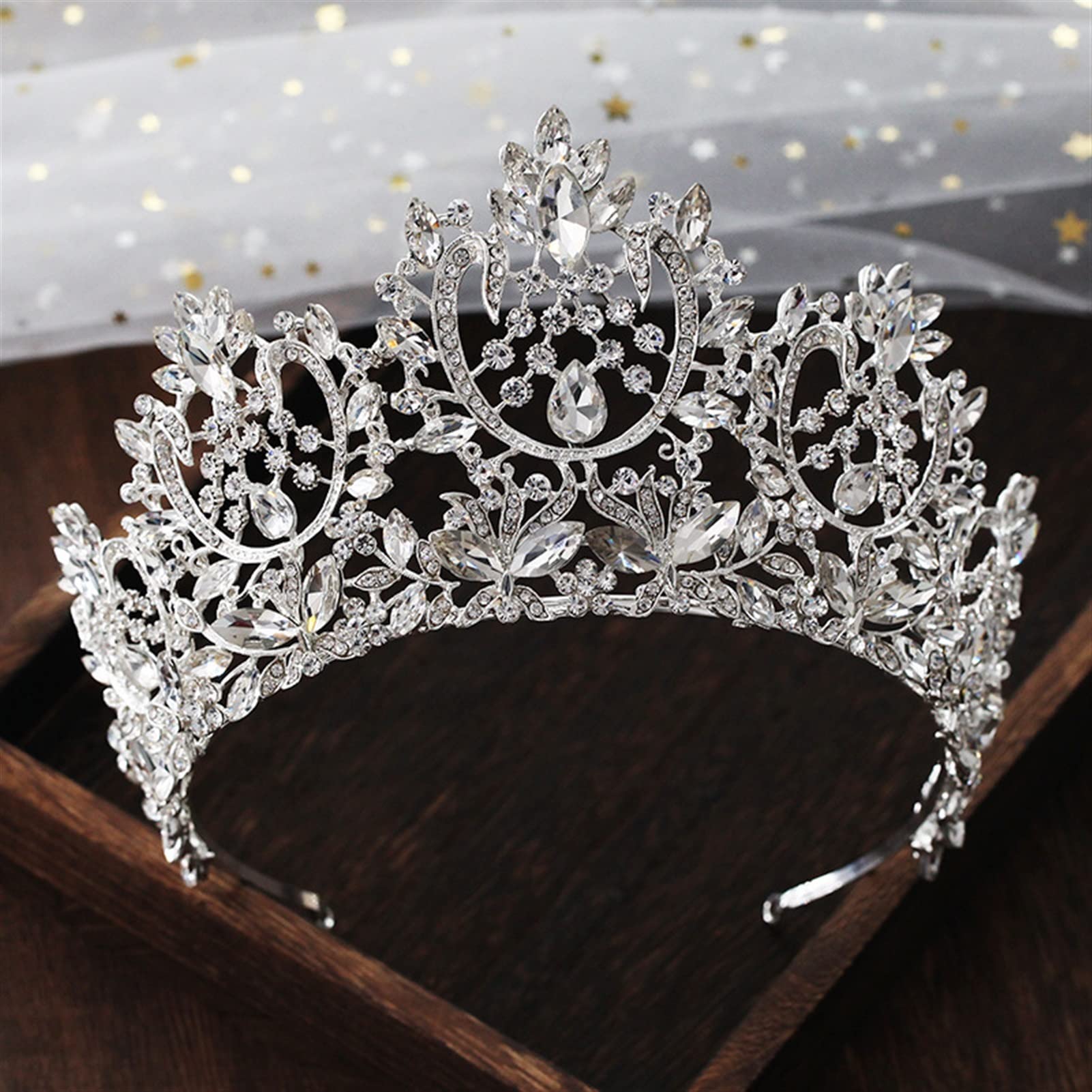 Trjgtas Tiara Nuziale Corona Strass Spettacolo Diadema Accessori per Capelli da Sposa