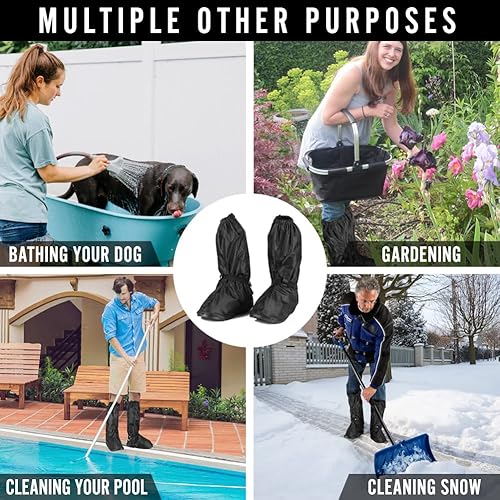 Miniatura 5 de Reusable Boot Shoe Covers with Reflector Zipper Elastic Bands, Foldable Non-Slip Water Resistant Protective Overshoes Cover for Rain Outdoor Sports