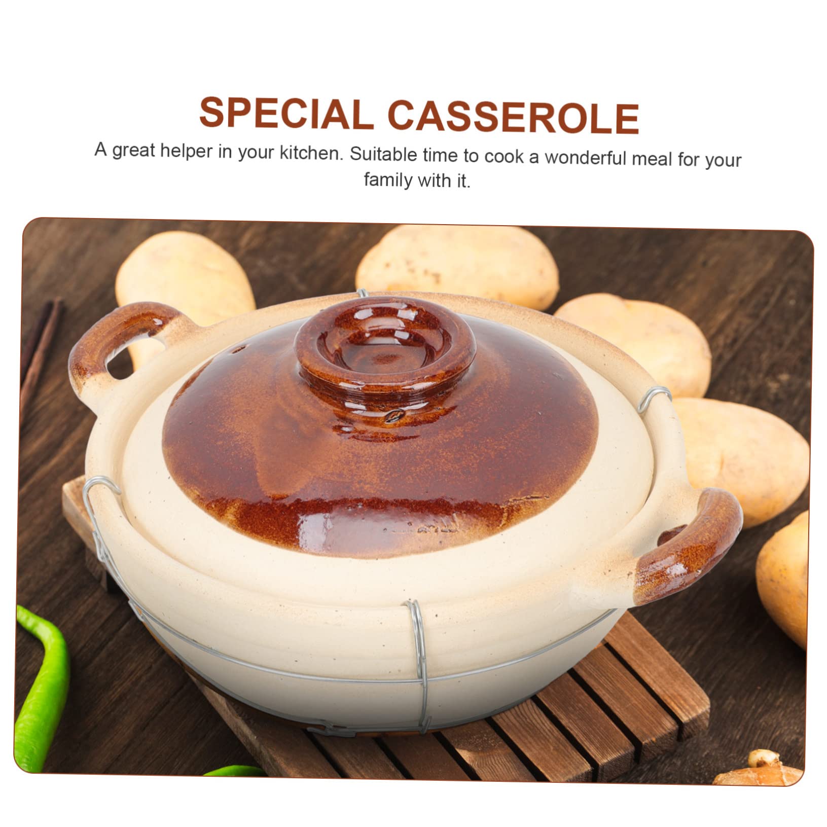 Sosoport Olla Doméstica de Barro Asa Única, Capacidad 0.5l, Transferencia Uniforme de Calor y Superficie Antiadherente para Guisar Comida en Cocina Casera