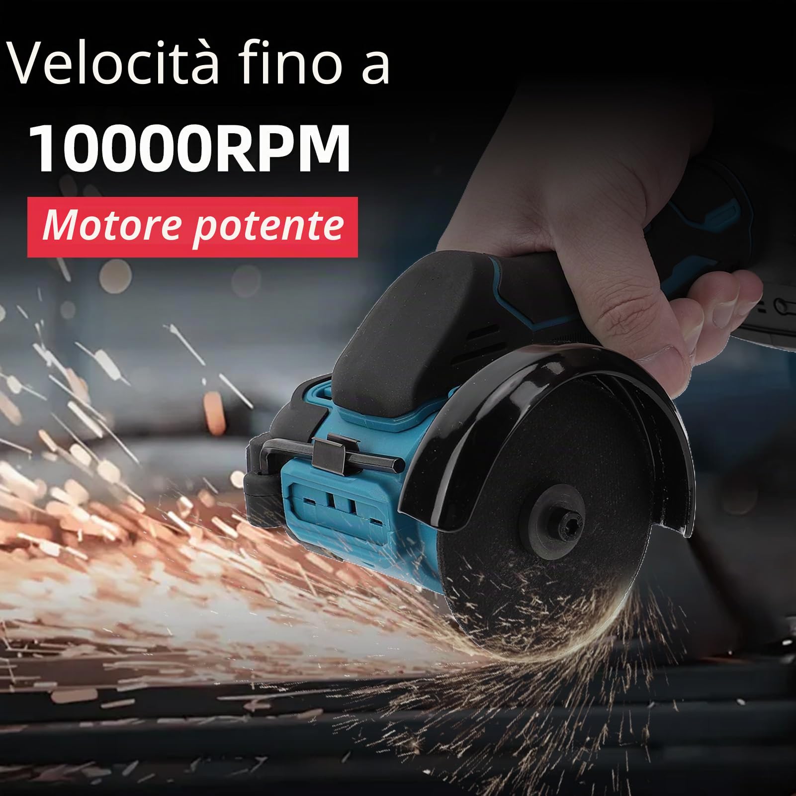 Mini-smerigliatrice angolare, senza fili, 21 V, utensile elettrico per lucidatura con 2 batterie ricaricabili, multifunzionale, con 7 dischi per mattoni, legno e acciaio
