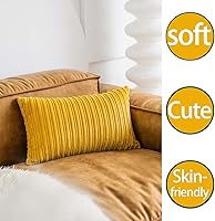 Vista 487 de UGASA - Juego de 2 fundas de almohada de terciopelo a rayas, funda decorativa para cojín con cremallera oculta para el hogar, sofá, dormitorio