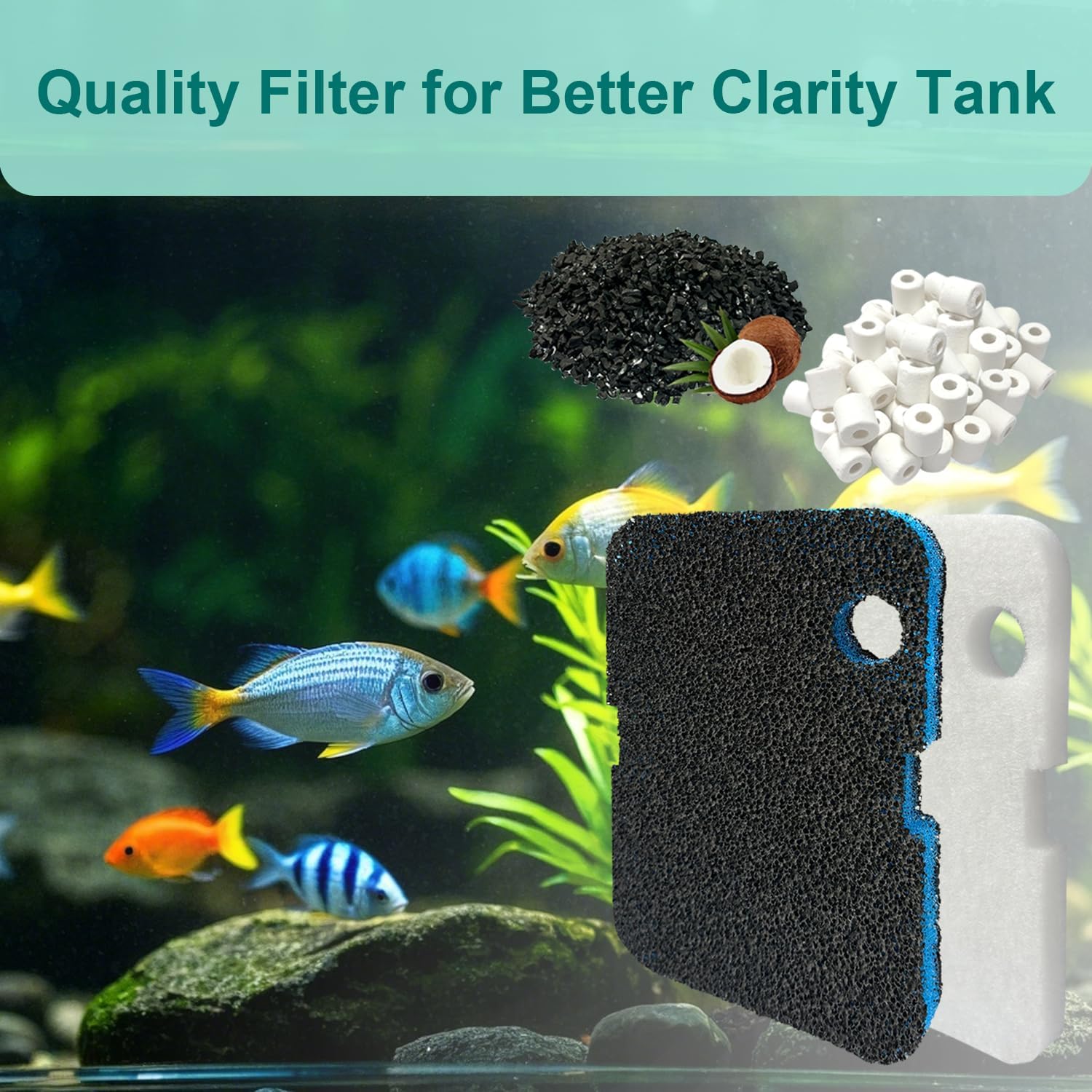 16 Pack Aquarium Filter Media Set Replacement for Penn-Plax Cascade 700 & 1000 Canister Aquarium Filters, Includes Bio Sponge Filters, White Floss Pads, Activated Carbons, Ceramic Rings & Mesh Bags