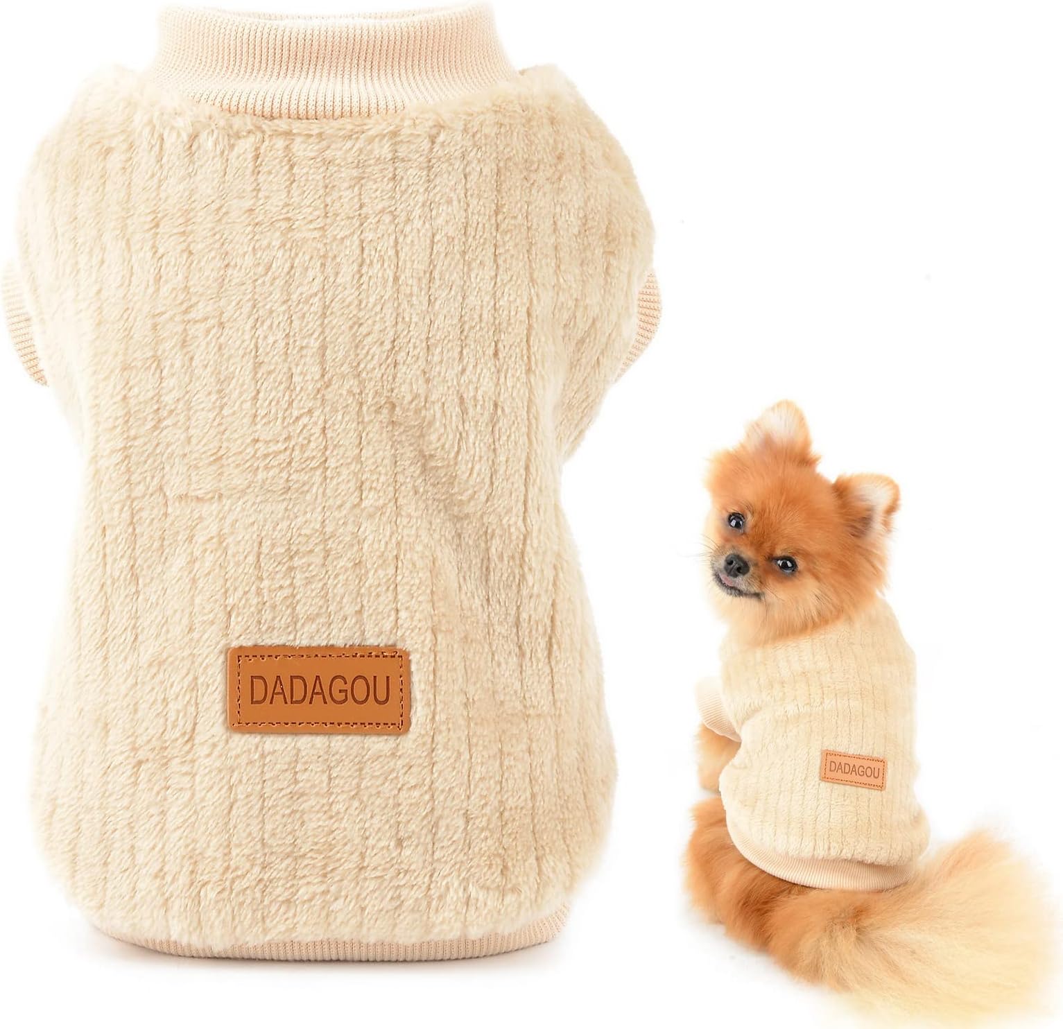 Pet Ribbed Fleece Jumpers Pullover Sweatshirt for Small Dogs Cat,Puppy Yorkie Chihuahua Warm Sweater Winter Clothes