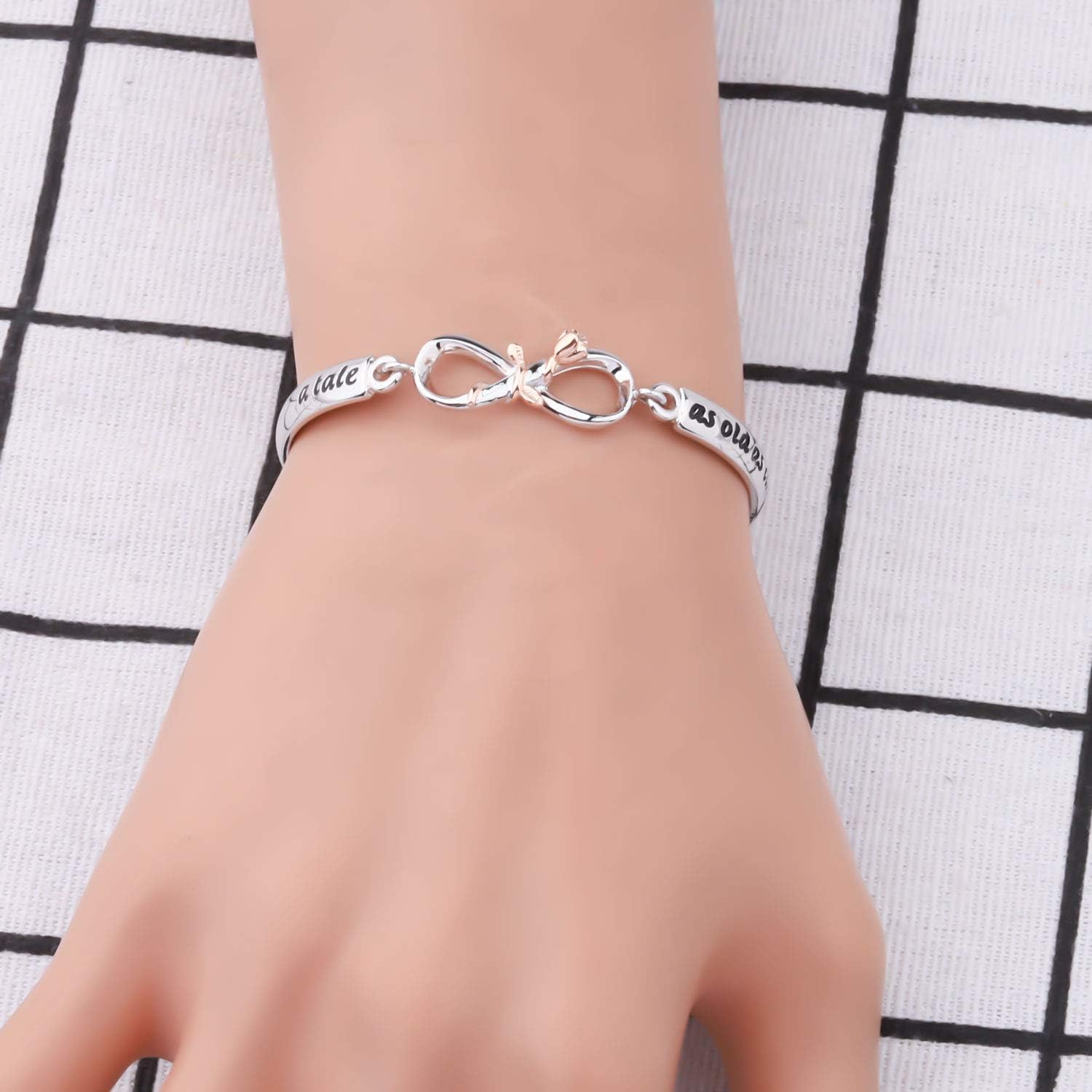 BAUNA A Tale As Old As Time Inspired Belle Bracelet Rose Flower Floral Jewelry for Her