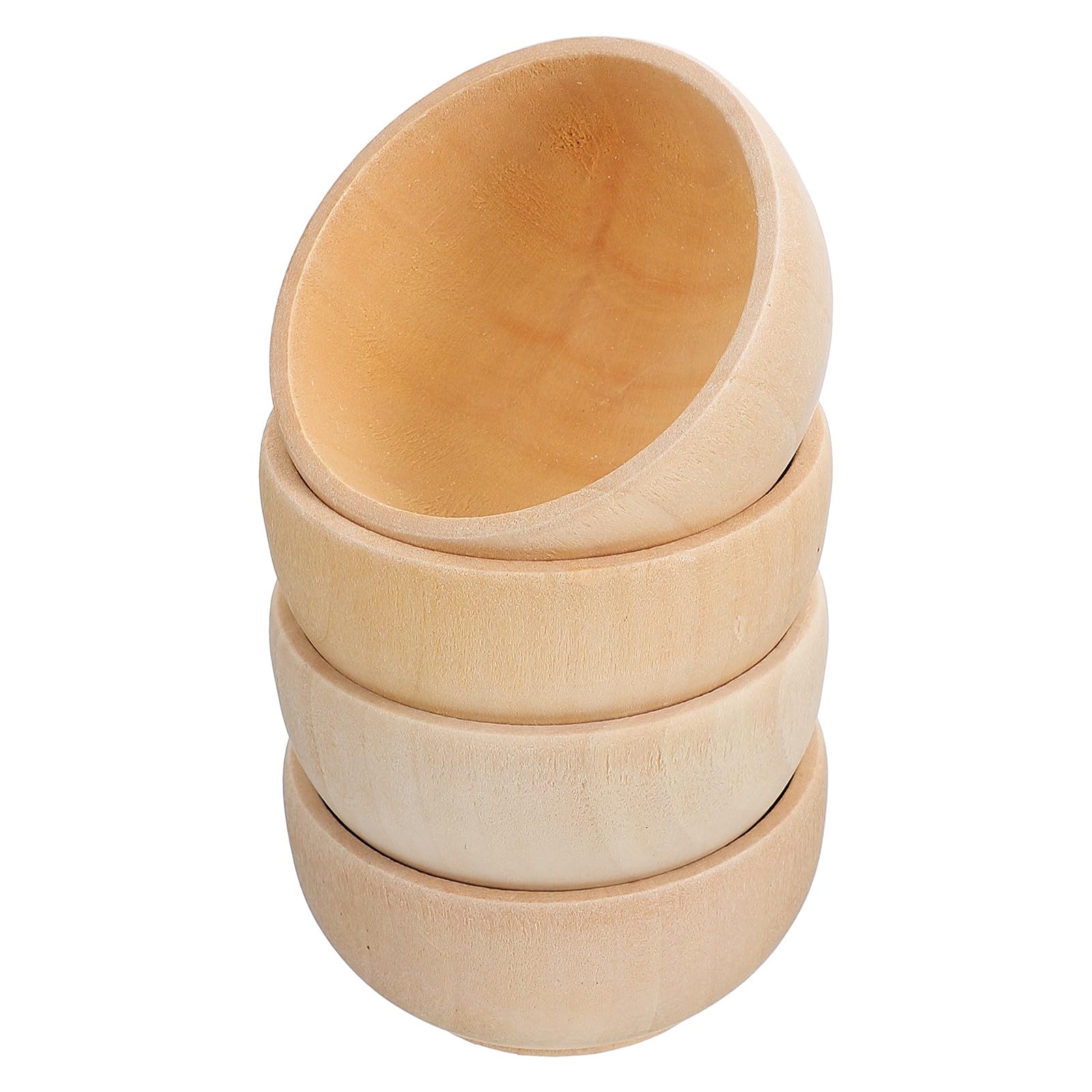 Joyofreely 4Pcs Small Wooden Bowls Set Unfinished DIY Mini Bowls for Kids Creative Play and Craft Projects 2.28In Diameter Smooth Edges Natural Material