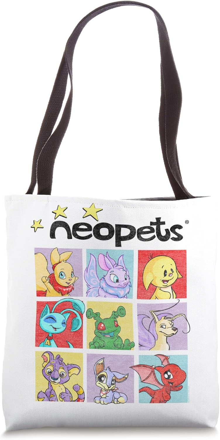 Neopets Pop Art Colorful Character Grid Retro Virtual Pets Tote Bag