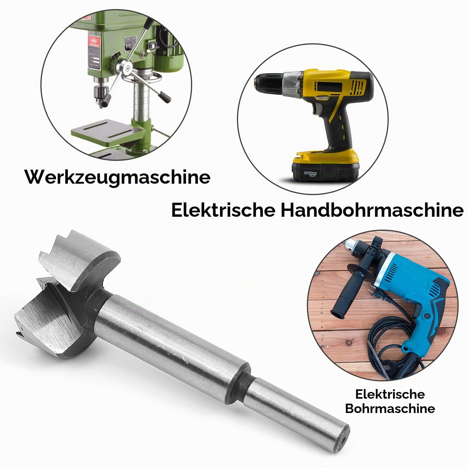 Forstnerbohrer Set 16tlg für Holz - BAIDETS Forstner Bohrer Satz, Holzbohrer Set Ø6-54mm, Forstner Bits mit Rundschaft, Bohraufsätze, Zubehör Bohrmaschine, Mit Holzkasten