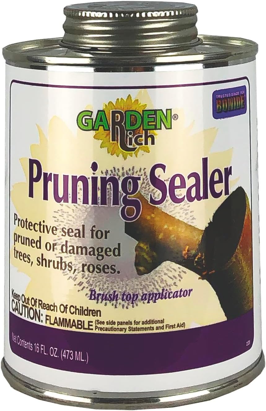 Bonide Garden Rich Pruning Sealer with Brush Top Applicator, 16 oz Ready-to-Use Protective Seal for Trees, Shrubs, Roses