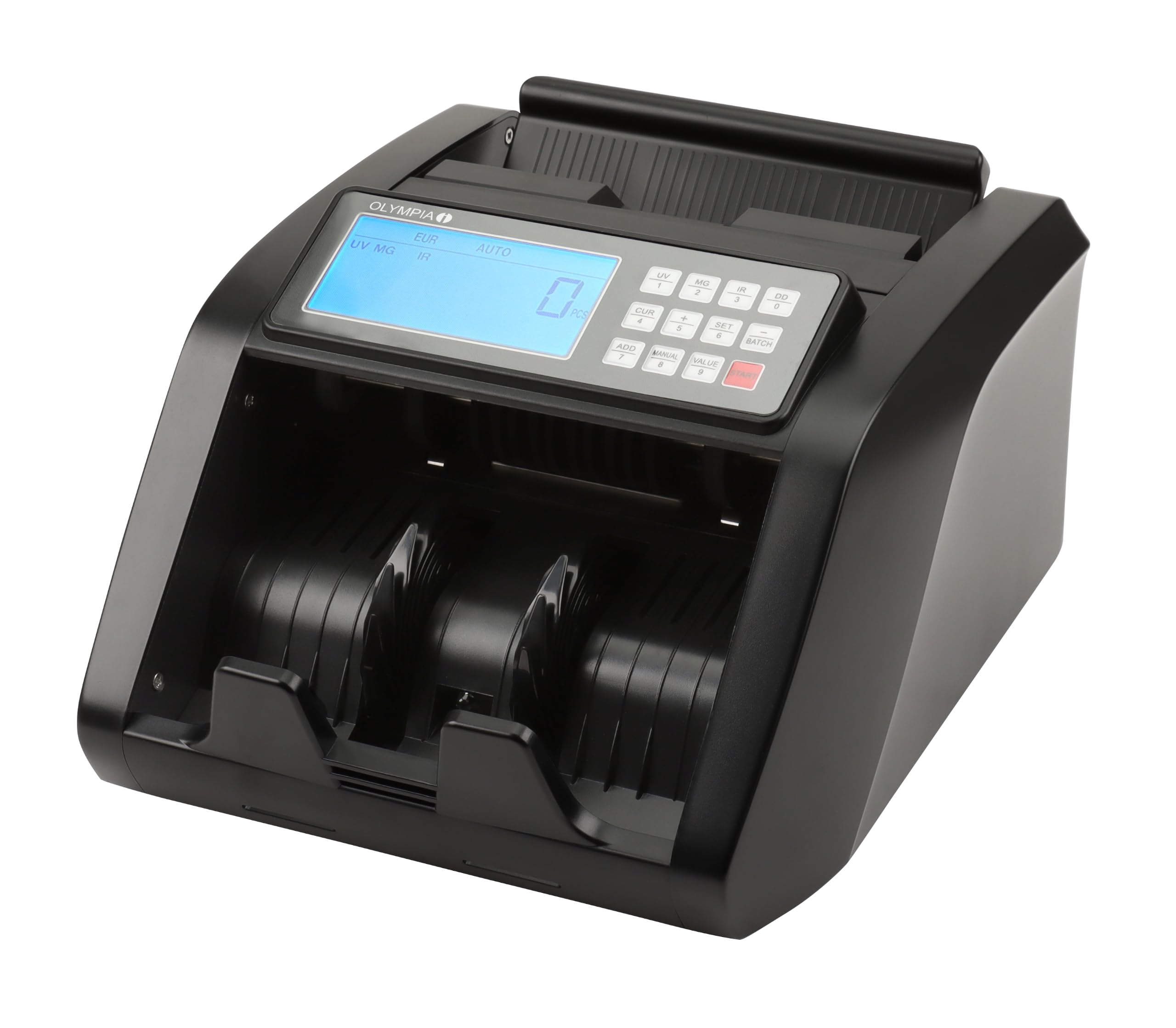 Olympia NC 440 - Contatore di soldi con rilevamento di banconote false UV MG IR DD, 1.000 note/min, funzione aggiuntiva e batch