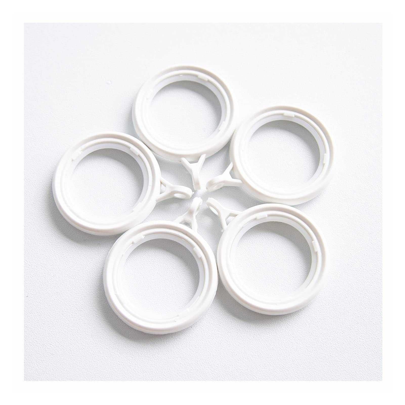 40 PCS Anillo de silenciador for la Varilla de Cortina, Anillo de Gancho de Cortina Accesorios de plástico Espesado Anillo Redondo Blanco/Negro(Wit,4cm)