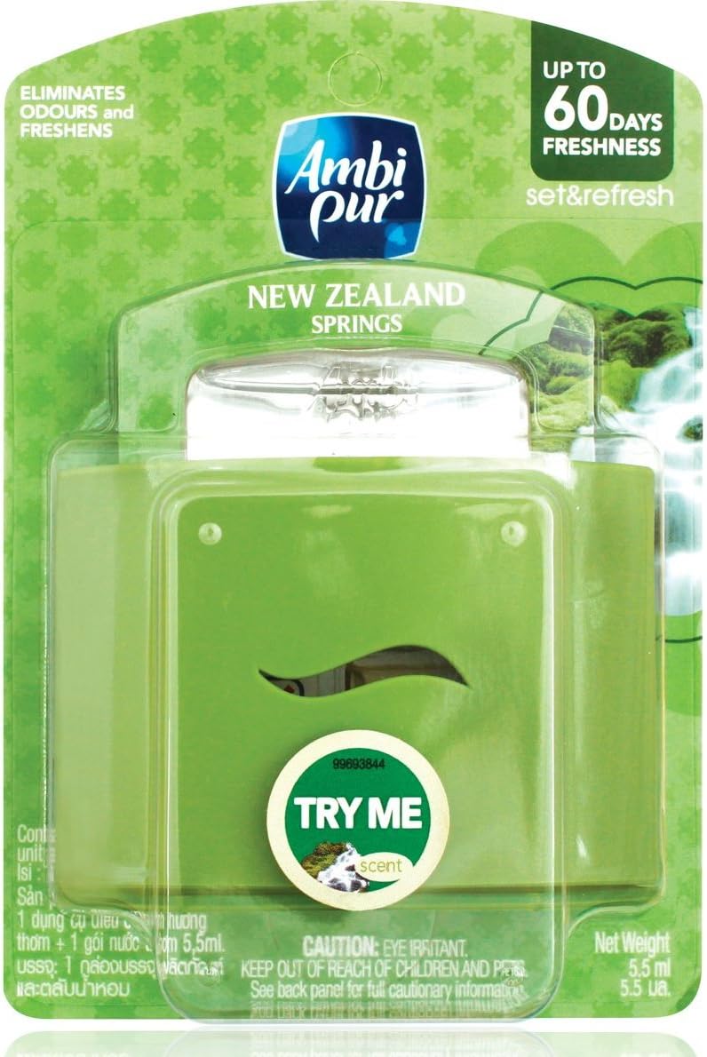 Ambi Pur Air Freshener Set & Refresh New Zealand Springs 5.5ml-Each, 3 Count