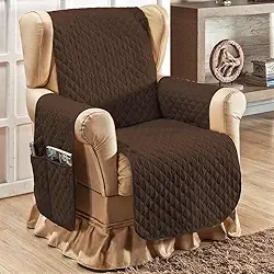 Protetor de Poltrona Tecido Macio - Ideal para Casas com Pets e Crianças, Fácil de Lavar e Colocar, Custo-Benefício Incrível – FV Enxovais (Marrom, 1 Lugar/Poltrona)