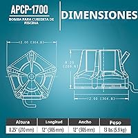Vista 2 de Little Giant APCP-1700 Bomba de cubierta de piscina de 115 voltios, 1/3 HP, 1745 GPH, automática, sumergible, con cable de 25 pies, azul claro