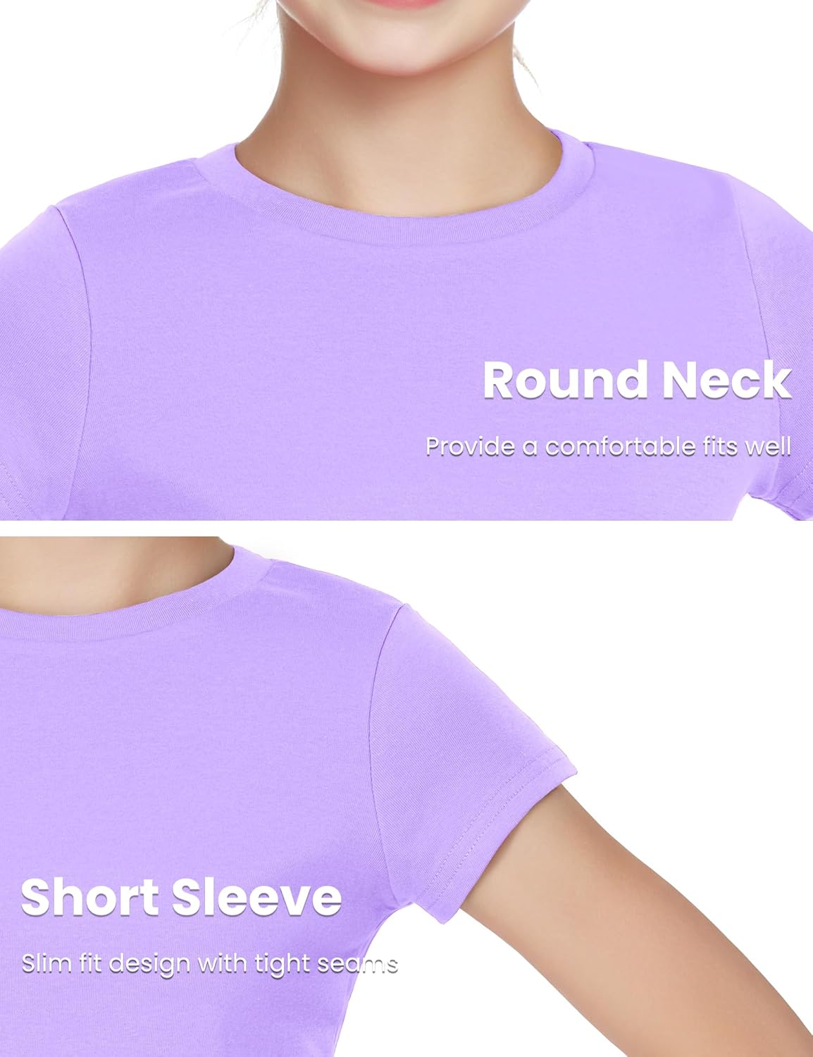 Auranso Girls Crop Tops Summer Short Sleeve Round Neck T Shirts Basic Tee for Kids - Image 5