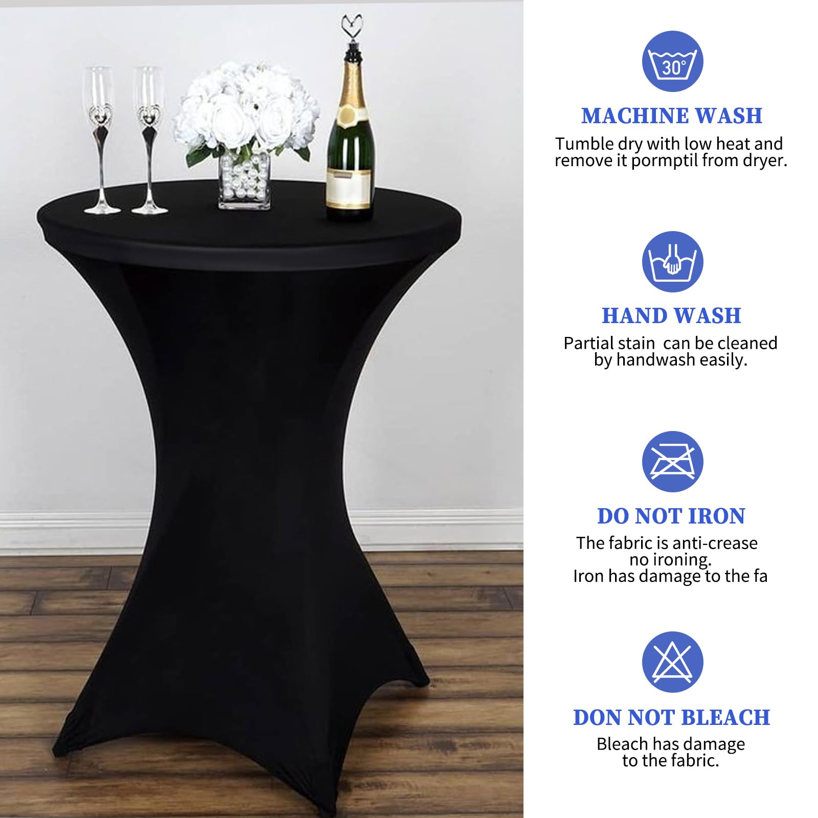 Highdi Housse De Table Haute Cocktail, Spandex Extensible Housse Pour Table Haute Ronde Pour, Mariage, Anniversaire, Fête, événement, Banquet, Décoration De La Maison (80x110cm,Blanc