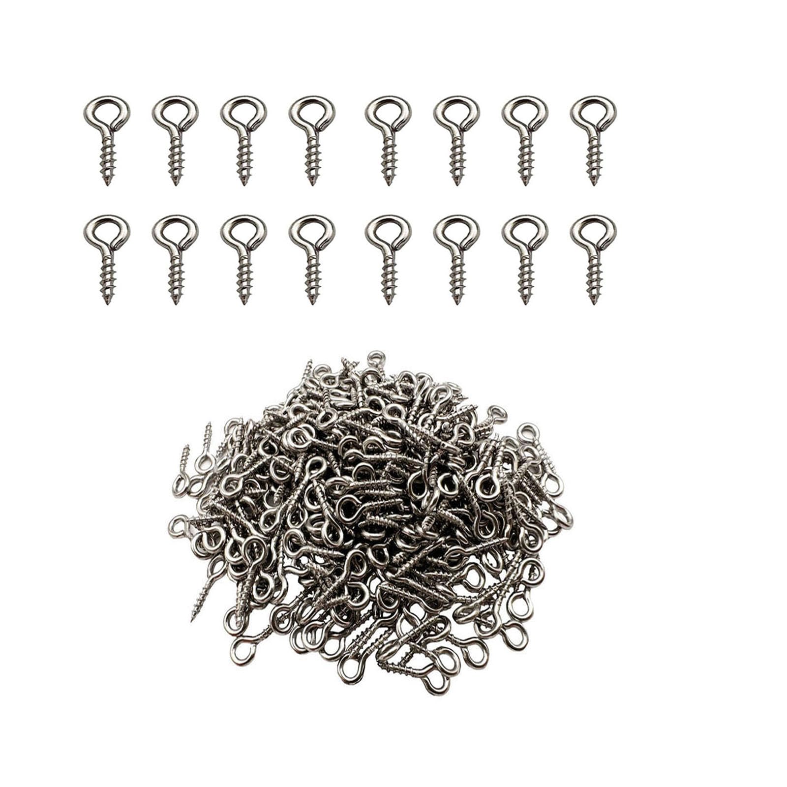 (304) Stainless Steel Small Mini Screw Eyes Pin Hook for Jewelry, Cork Bottles,Resin, Bead,300 Pack 0.39x0.16inch Tiny Hook Screws Ring