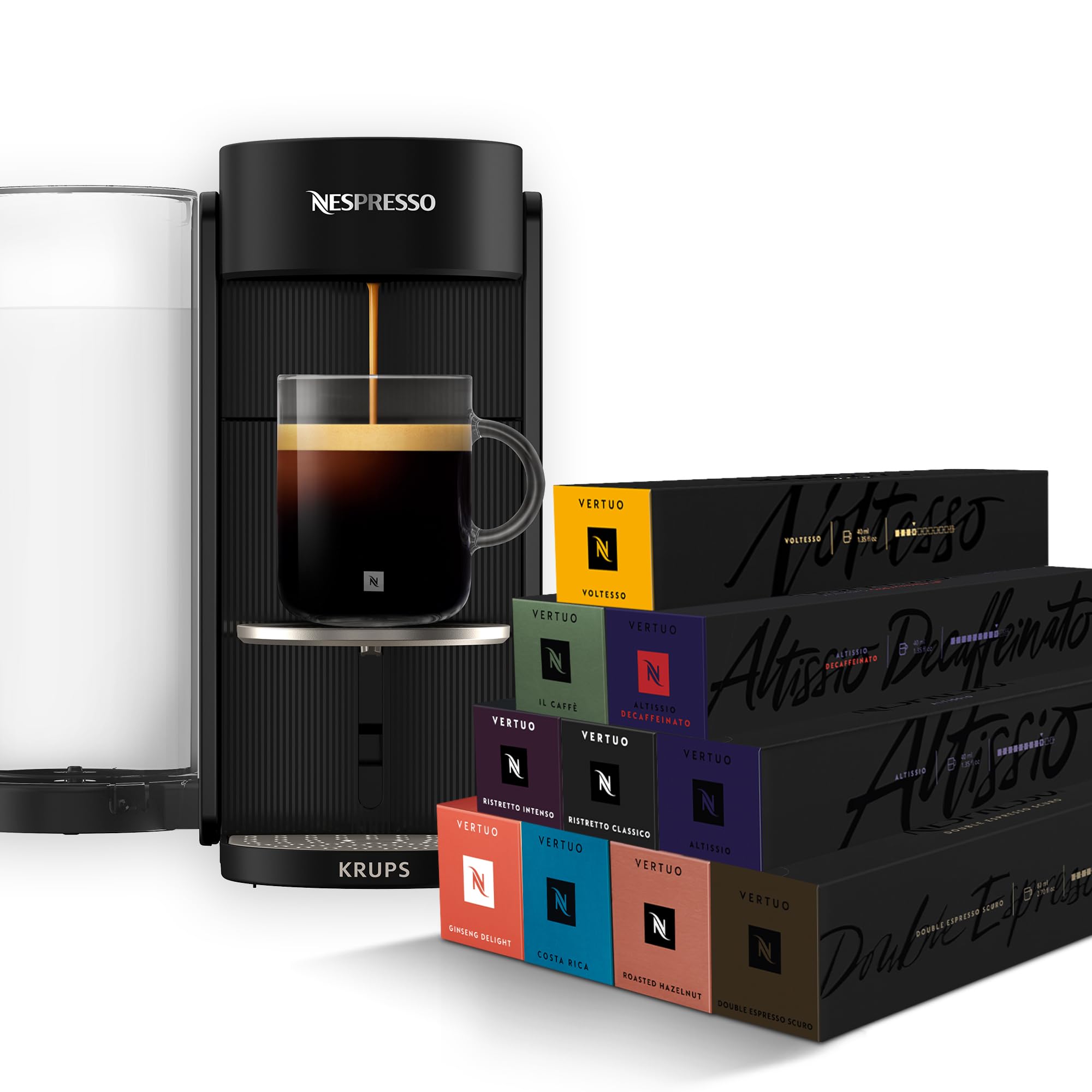 Nespresso Vertuo UP Krups XN9408K con 100 Capsule Incluse, Nuova Macchina caffè, Black, Sistema Capsule Nespresso Vertuo