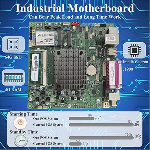 Miniatura 6 de MEETSUN Caja registradora POS todo en uno con pantalla táctil de 15 pulgadas con impresora térmica de recibos integrada de 2 14 pulgadas para