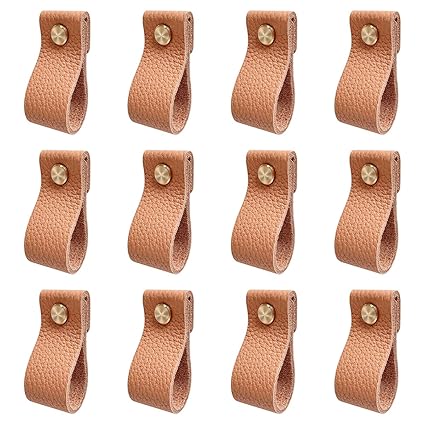 Leather Cabinet Knobs, Dresser Pulls 12 Pack, Drawer Knobs and Pulls , Soft Cabinet Handles to Avoid Collision, Perfect Replacement of Metal Drawer Handles