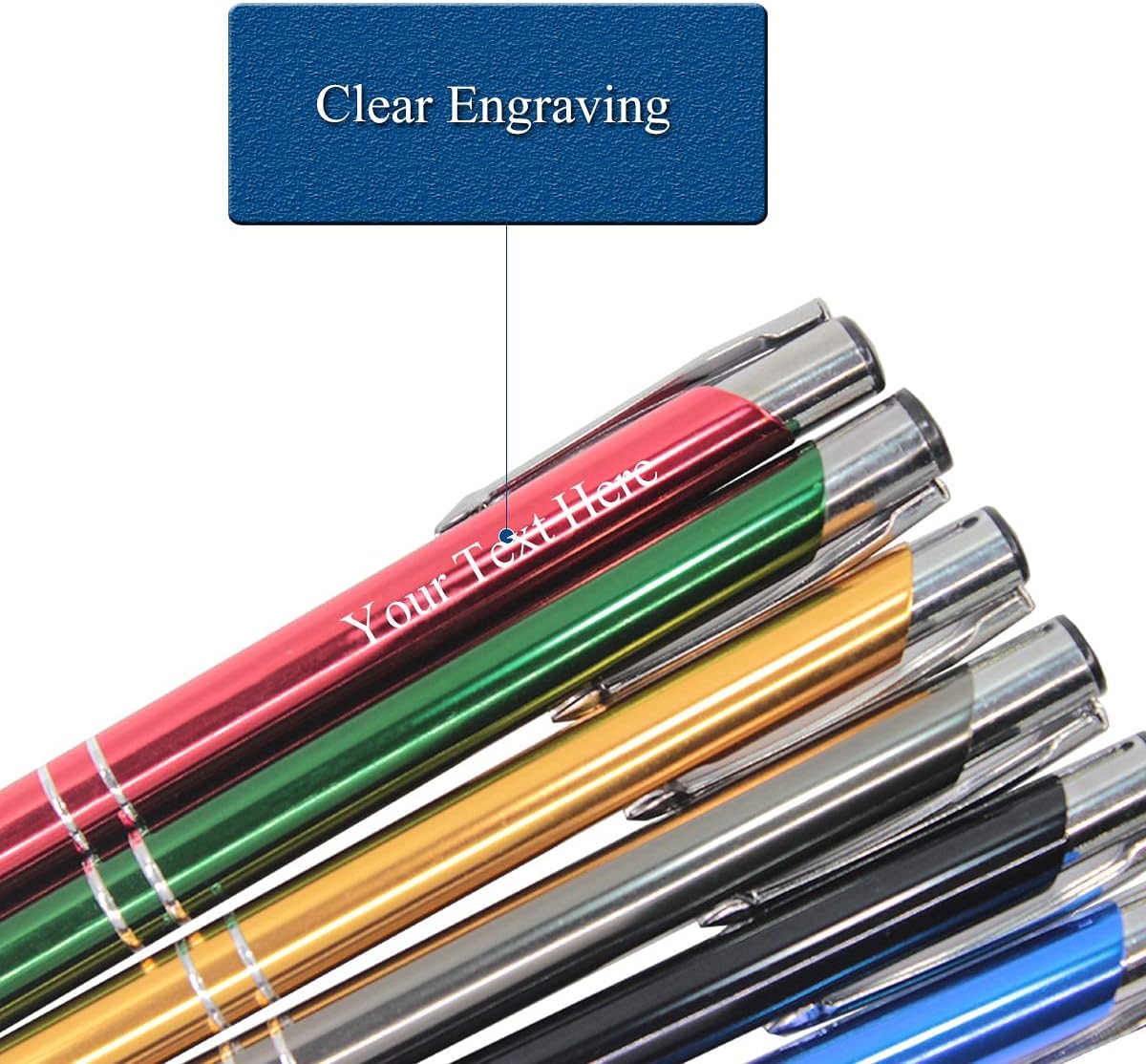 50 Promotional Metal Ballpoint Pen Engraved With Your Logo Company Info or Message