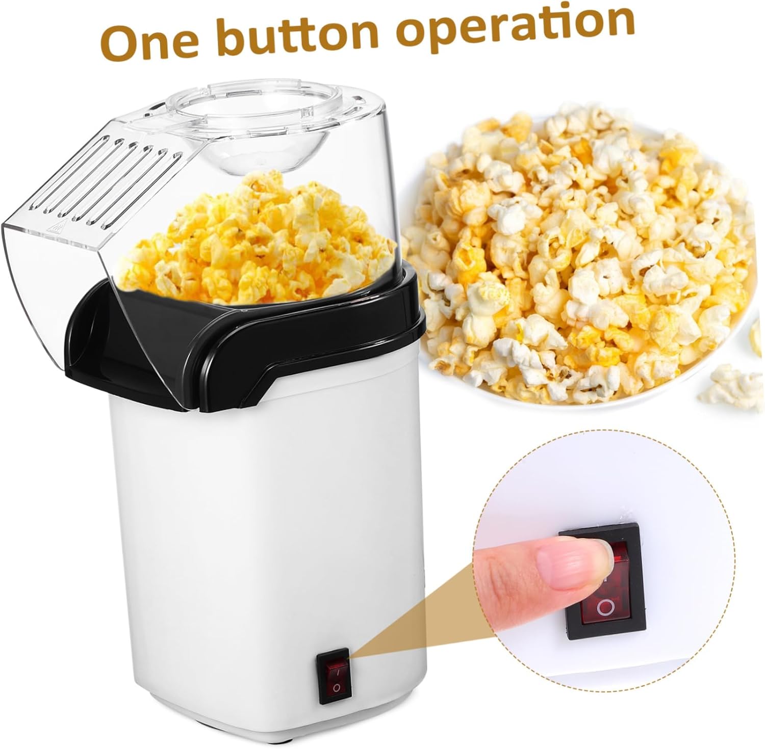 110v Electric Hot Air Popcorn Maker for Home Popcorn Machine with Measuring Cup Healthy No Oil Snack Maker for Movie Nights and Parties