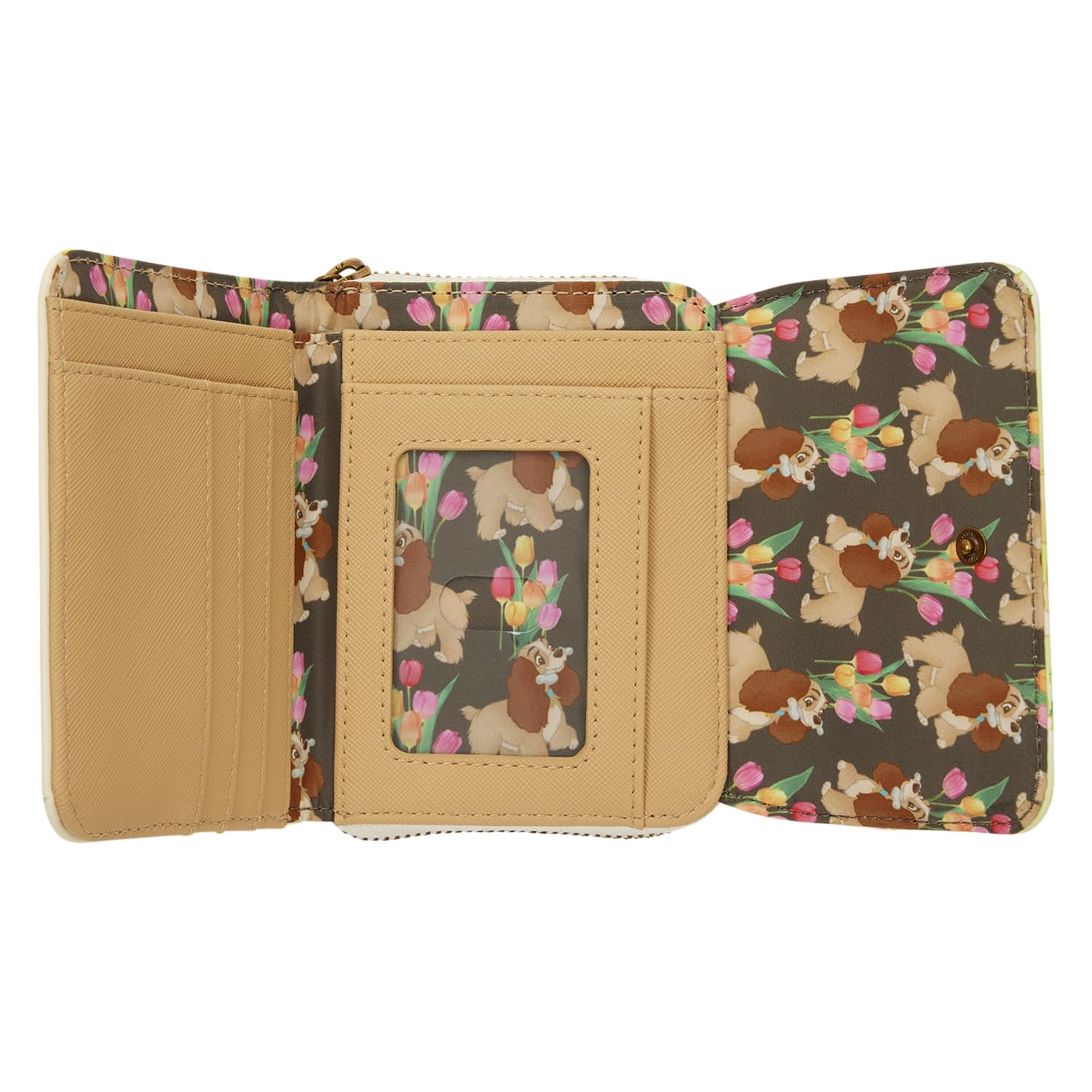 Loungefly Lady and The Tramp - Cartera triple con diseño de tulipán pastel