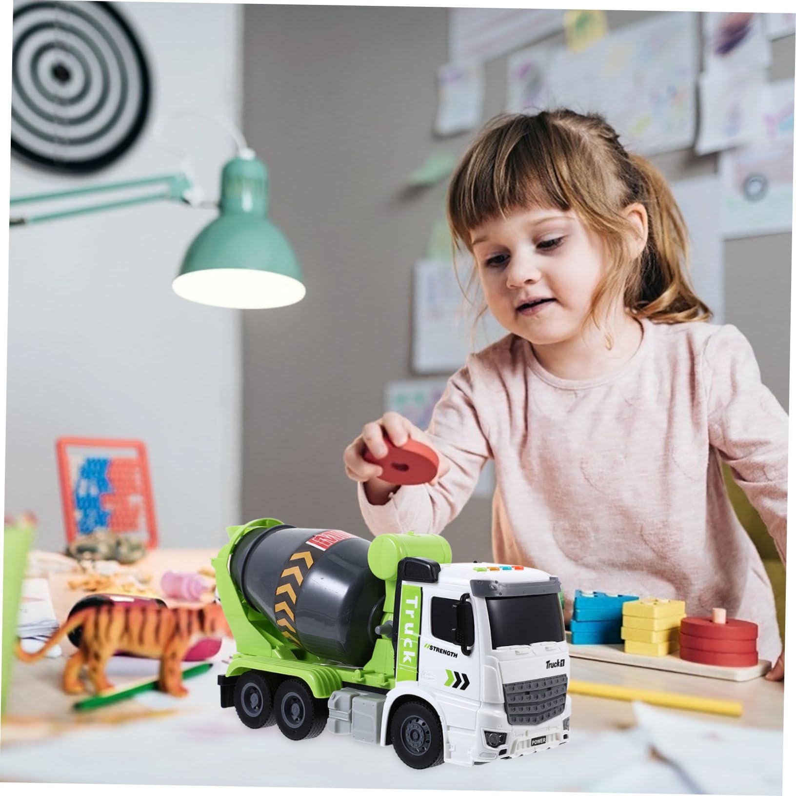 Mipcase Plastica Camion Musica in Betoniera e Luci Giocattolo Verde