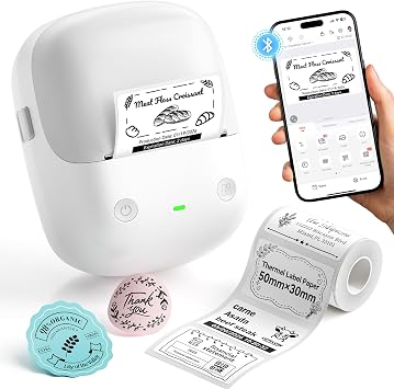 NIIMBOT B2 Label Maker Machine with Tape for Home Office, Gray White