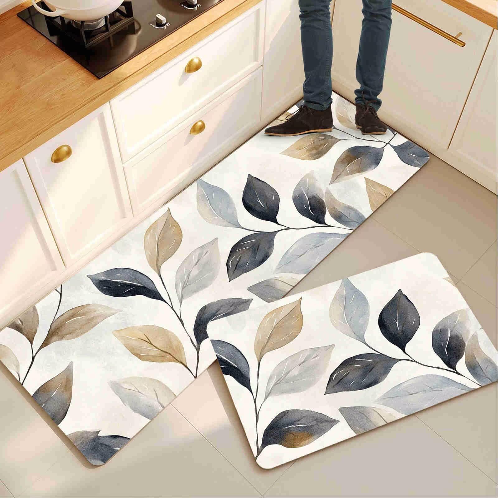 Alfombra de cocina súper absorbente y de secado rápido, pack de 2 alfombrillas lavables