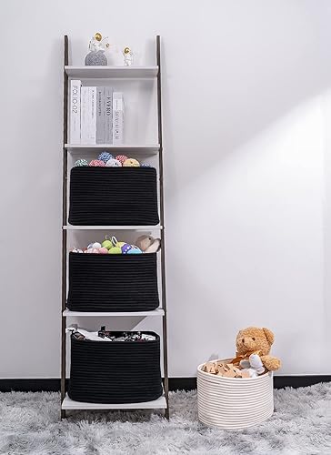 Miniatura 3 de Kriitools Black Woven Rope Storage Cube Baskets for Organizing, Closet Storage Baskets Bins for Shelves, Baby Nursery Towel Toy Cube Bins,