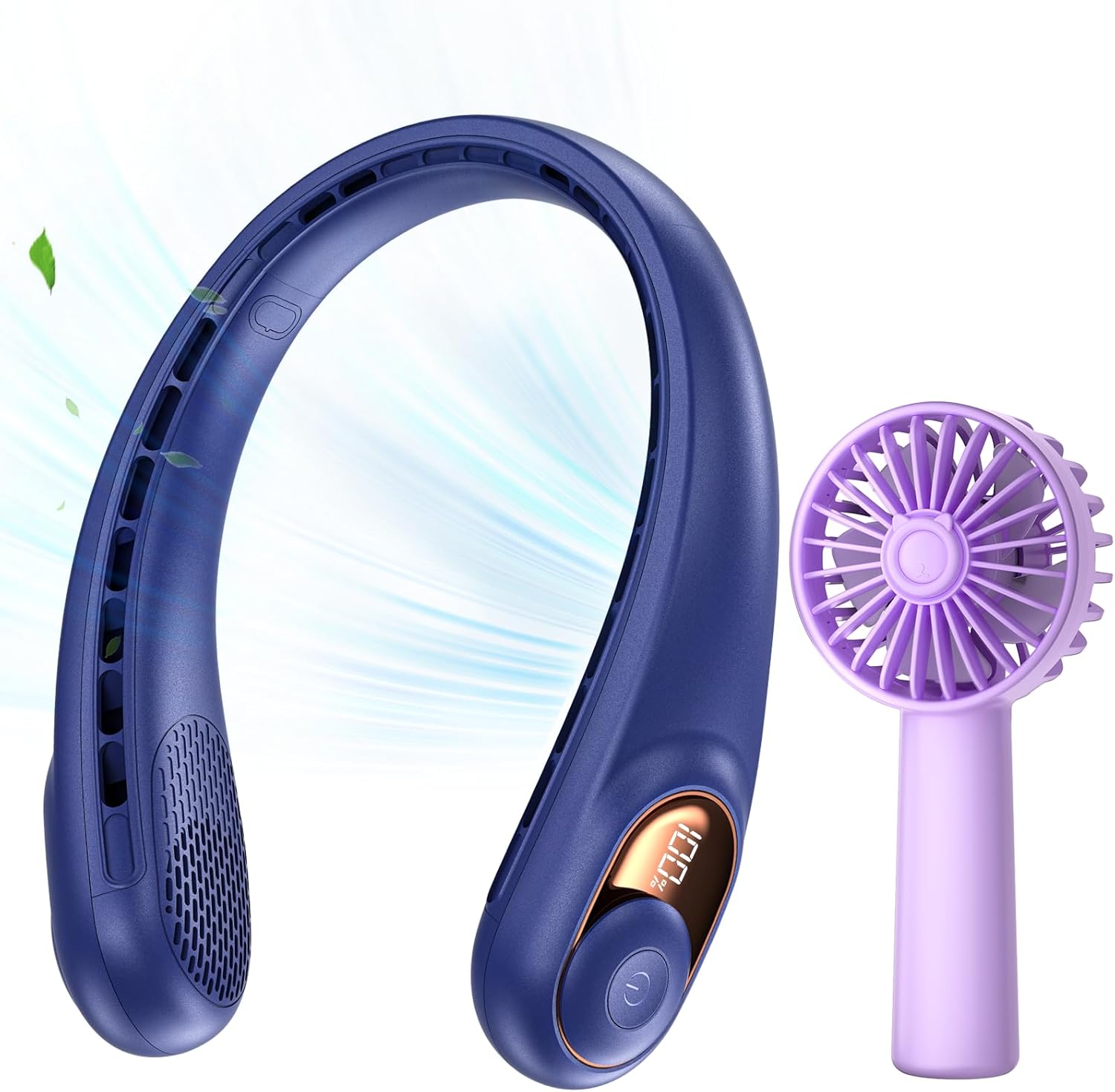 KIDEE Portable Fan, Neck Fan & Mini Handheld Fan, 3 Speeds, USB Rechargeable, Long Use Time, Battery Operate Small Personal Fan for Outdoor Indoor Office Travel