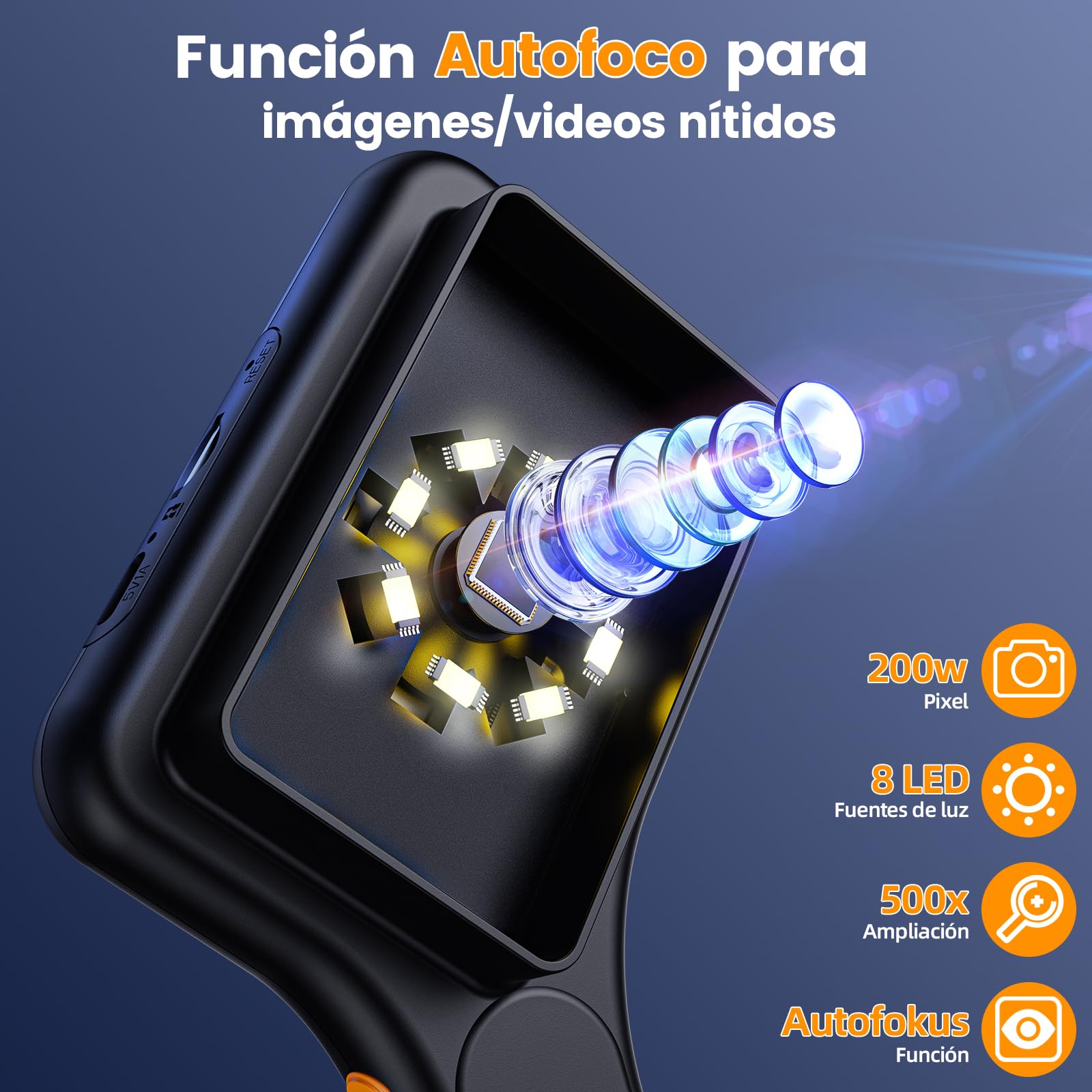 Microscopio para Adultos y niños - Pantalla IPS de 3 Pulgadas.Microscopio Digital Ahalfcit, 500 x de Aumento, Microscopio Electrónico Recargable, 8 Luces LED Ajustables, Compatible con PC - Negro