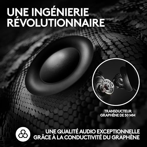 Logitech G Pro X 2 Lightspeed Casque audio bluetooth, micro-casque détachable, enceinte graphène 50 mm, DTS:X 2.0—7.1 Surround, Bluetooth/USB/3,5 mm Aux, PC, PS5, PS4, Nintendo Switch - Noir - 4