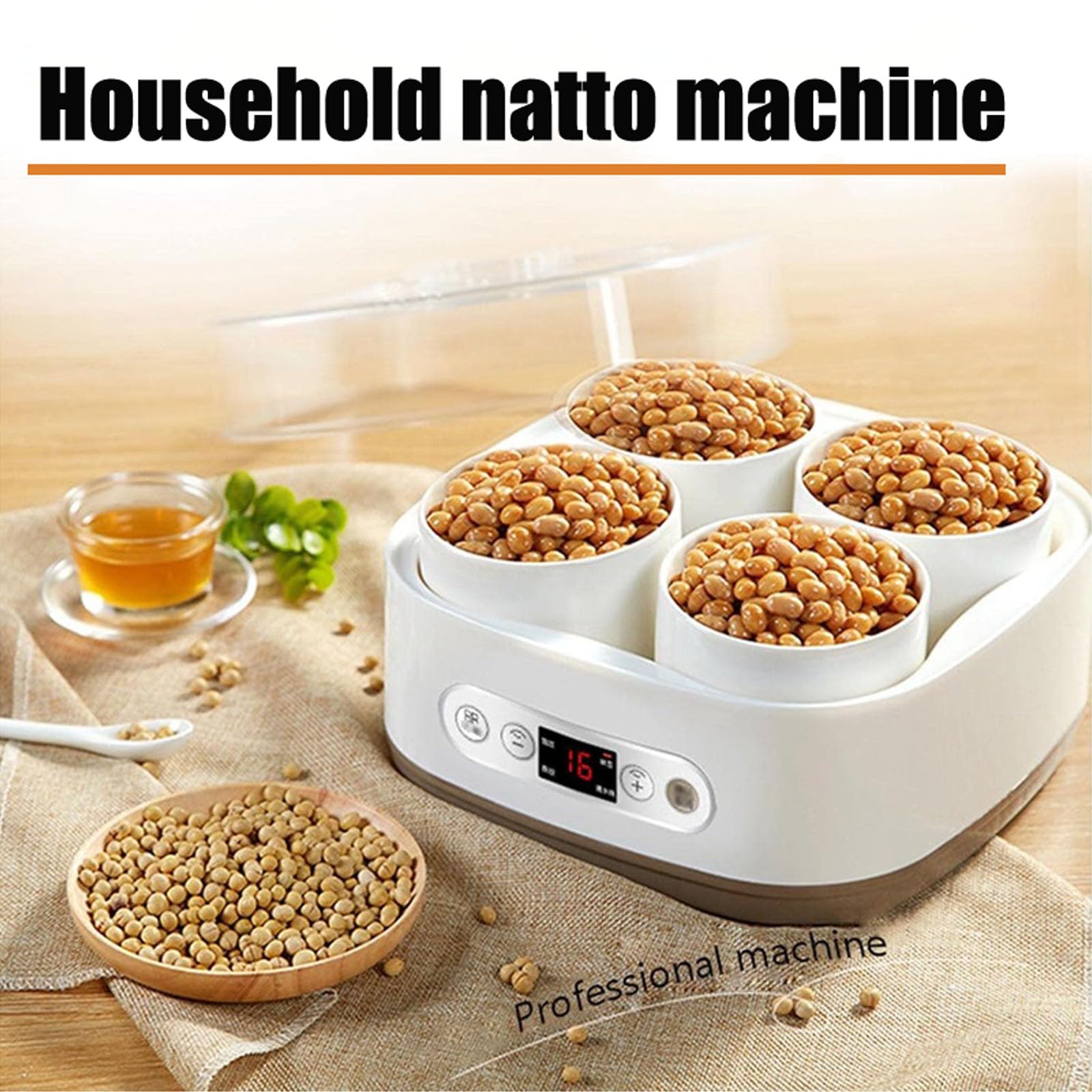 Fermentatore elettrico automatico Natto, macchina per yogurt completamente automatica da 1,5 litri con pannello di controllo intelligente, yogurtiera con controllo della temperatura, 4 contenitori