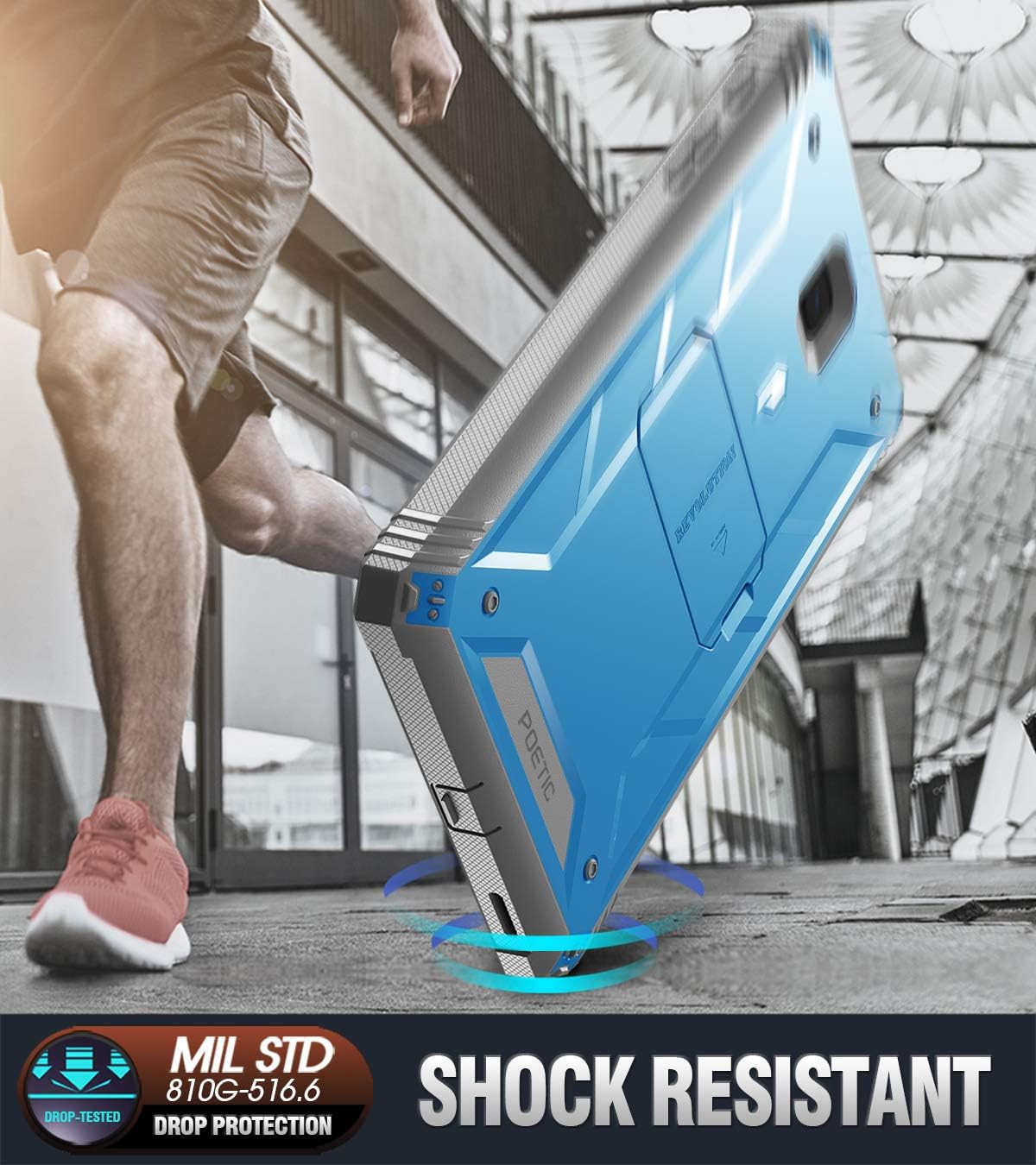 Galaxy Tab A 8.0 2018 Case, Poetic Revolution [Kick-Stand][Built-in-Screen Protector] Full-Body Rugged Heavy Duty Case for Samsung Galaxy Tab A 8.0 (2018) SM-T387 Verizon/Sprint/T-Mobile - Blue