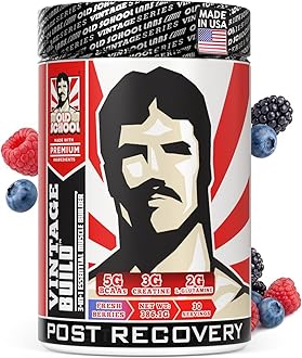 Old School Labs Vintage Build Post-Workout Recovery Powder Drink with BCAAs, Creatine & L-Glutamine to Support Muscle Recovery & Strength for Men & Women – Fresh Berries, 30 Servings