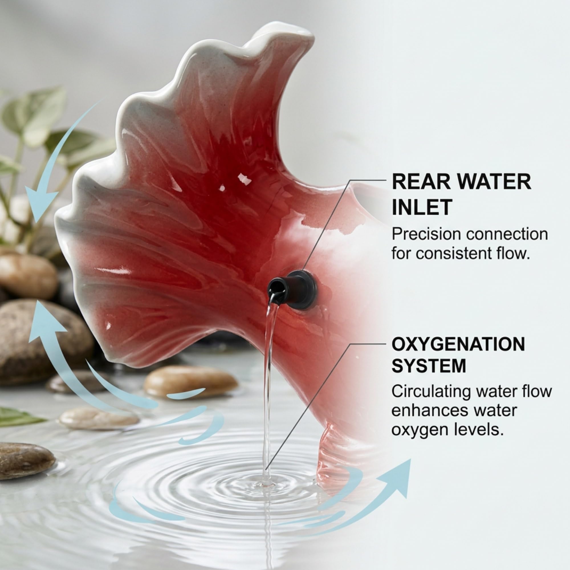 Keramik-Wasserspeier für Teiche in kreativer Goldfisch-Optik, für automatische Wasserzirkulation in kleinen Koi-Teichen und Wassergärten(23x11.2x12.5CM)