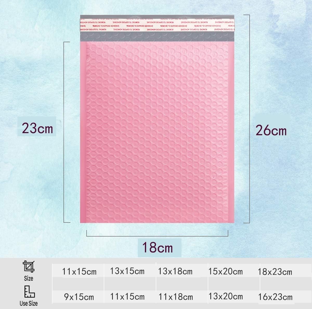 Koperty bąbelkowe Poly Mailers, Koperty bąbelkowe samoprzylepne, opakowanie 100 sztuk, wielokolorowe, różne rozmiary(100pcs Pink,18 * 23cm)