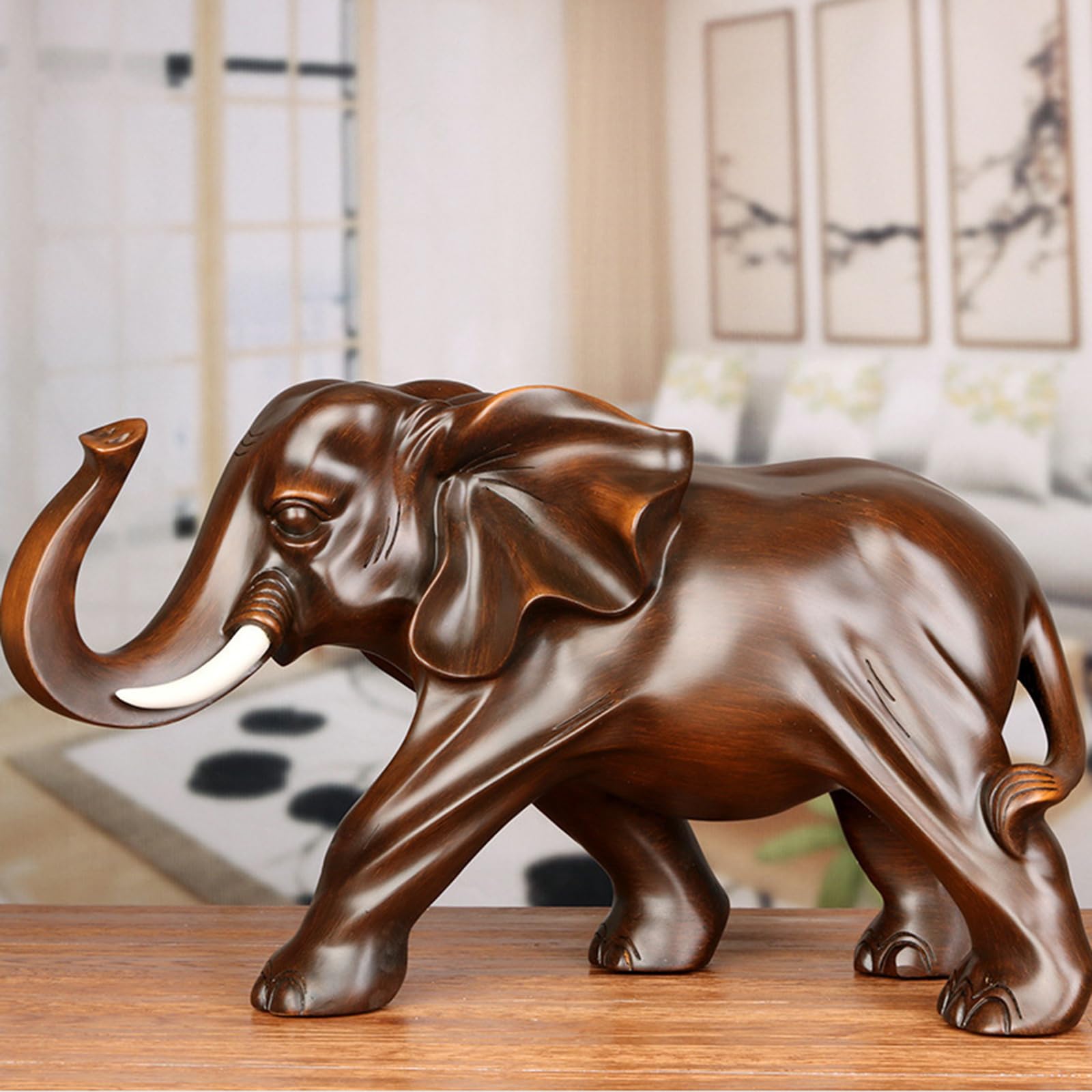 Decorazione Elefante, Statua Decorazione Elefante Bianco, Decorazione per Camera Letto,Soggiorno Appartamento Ufficio Armadietto del Vino, Resina,Golden Elephant