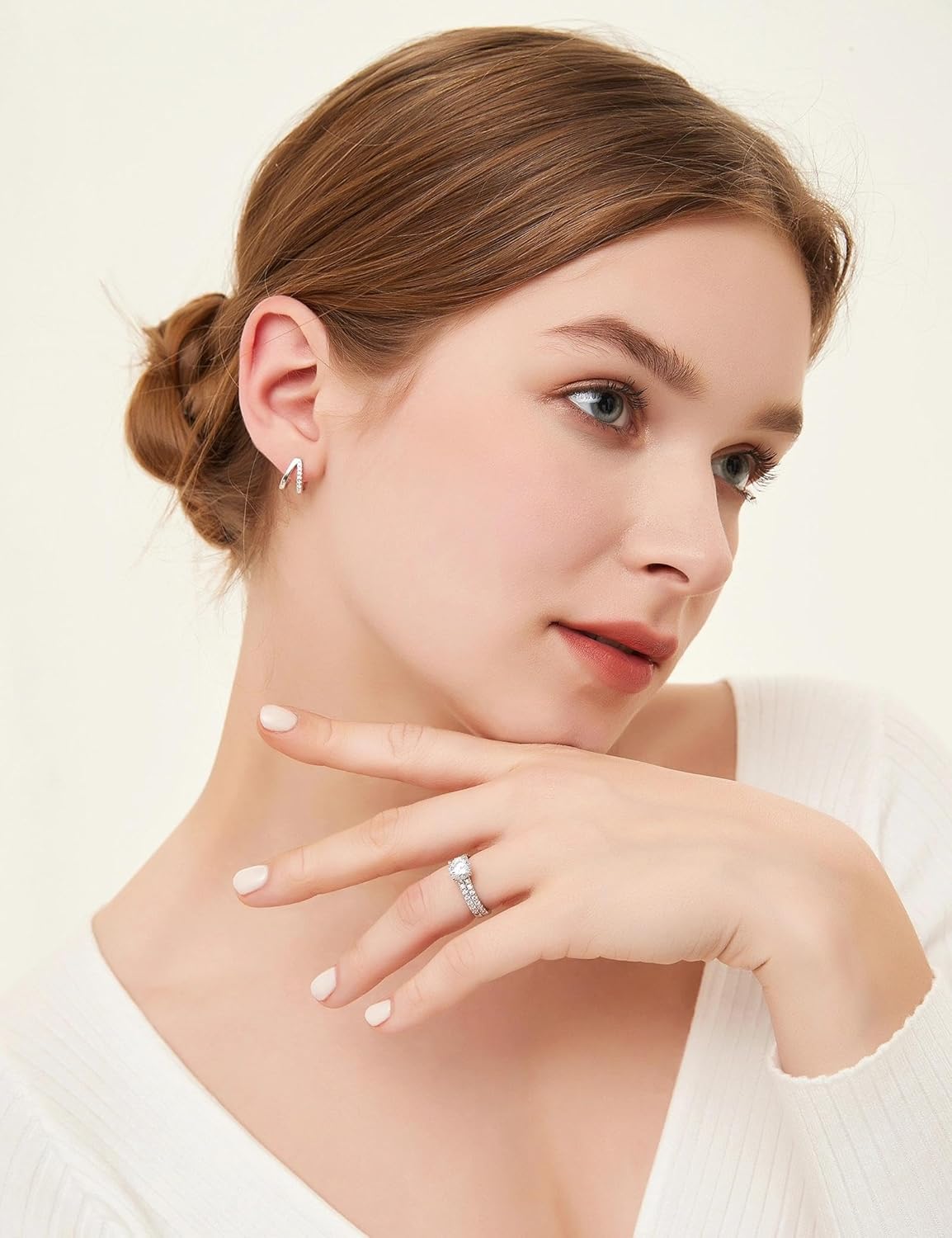 EAMTI 1.2CT 925 Sterling Silver Bridal Ring Sets Round CZ Engagement Promise Rings for Her Wedding Bands for Women Size 3-11