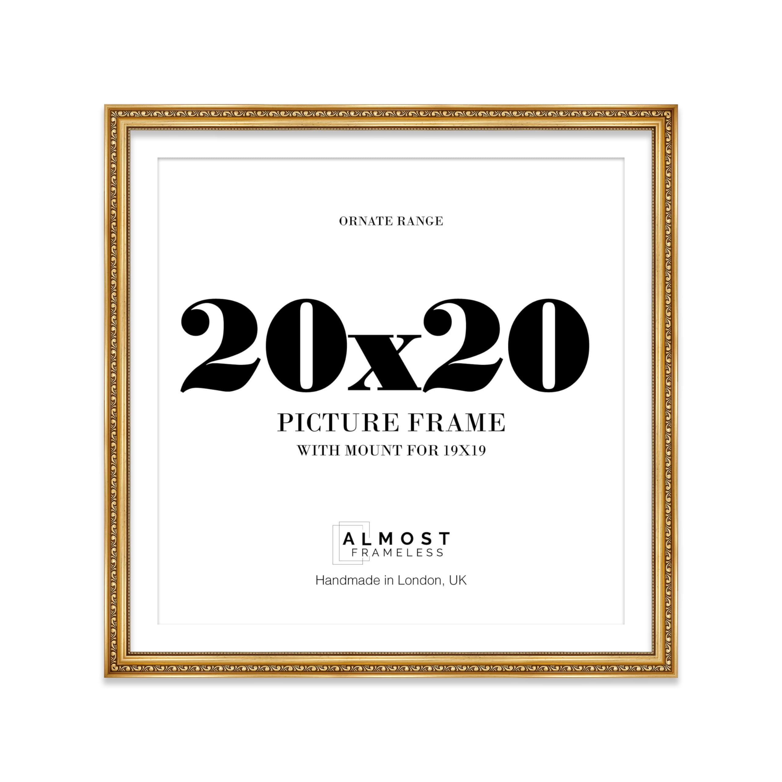 20x20 Gold Ornate Photo Frame With White Mat For 19x19 Picture, Ready to Hang, 1 Pack — image 1